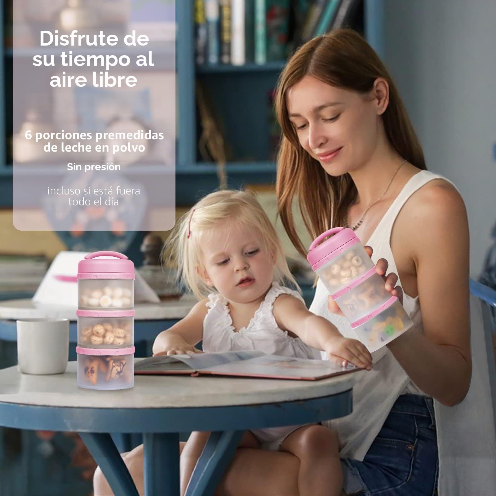 Termichy Apilable Dispensador Leche en Polvo Bebé y Cereales, 2 Paquetes (bebe rosa)