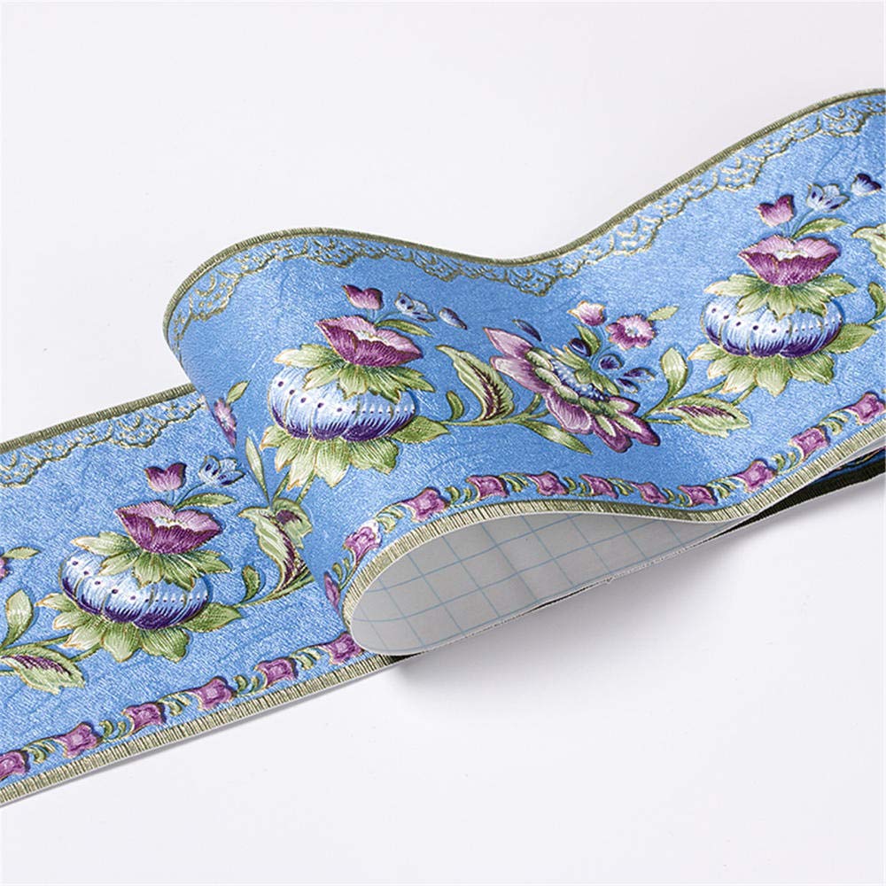 Sdsdgrw Blue Lantern Flower Wallpaper Border, Wallpaper Border Stickers Pvc Peel And Stick Multicolor(Blue Lantern Flower)