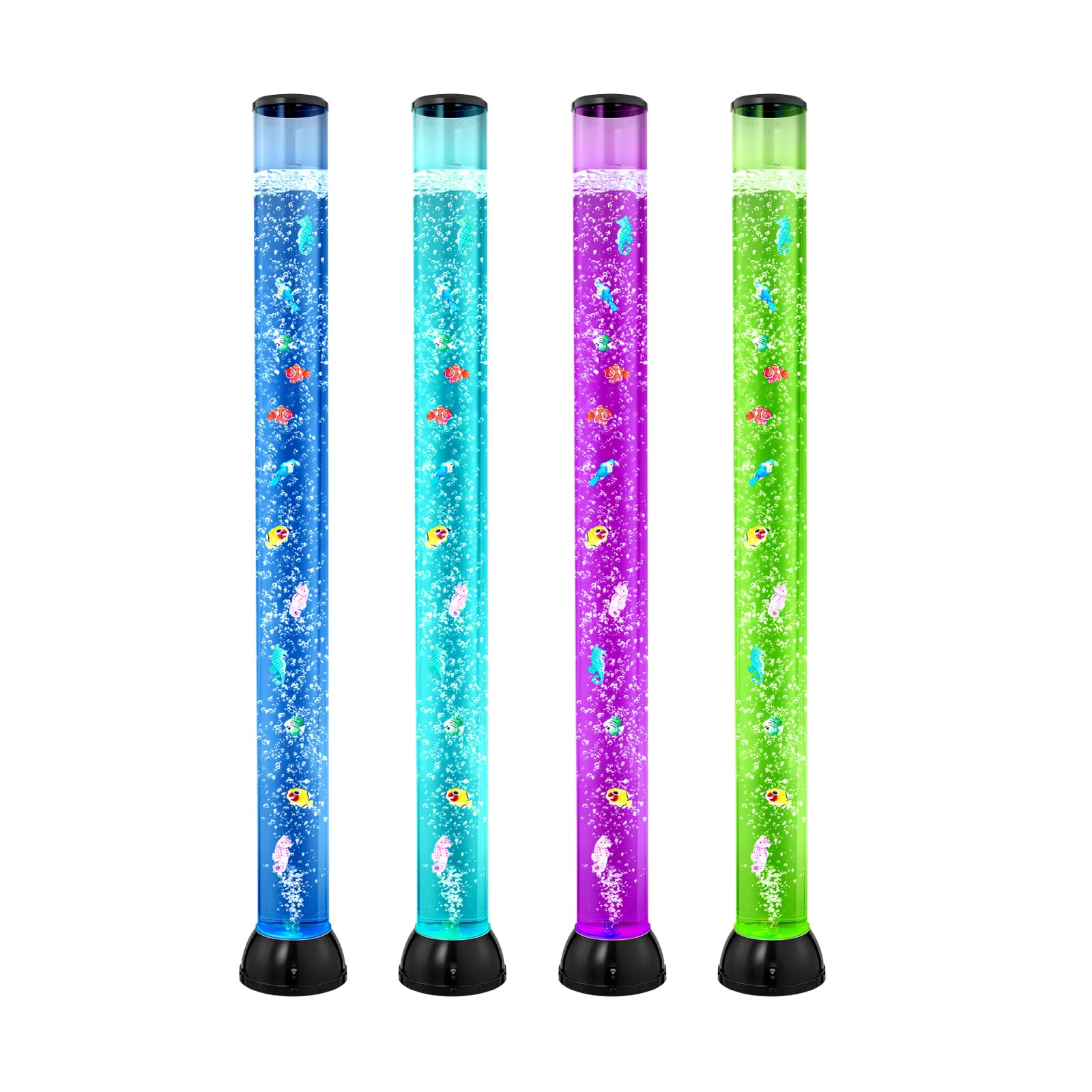 VEVOR Lámpara Sensorial de Burbujas, Tubo de Burbujas de 1,2 m Lámpara Sensorial para Acuario con 10 Peces Flotantes, 16 Efectos de Color y Control Remoto para Sala de Estar, Decoración del Hogar