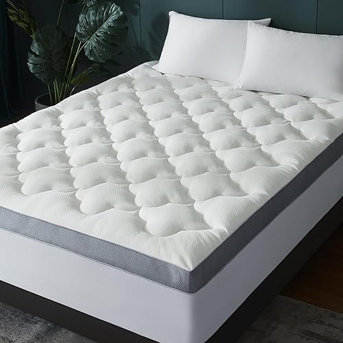 Miniatura 4 de Cubrecolchón acolchado tamaño Queen, de felpa suave, refrescante y alternativo para dolor de espalda, cubrecolchón grueso con bolsillo de 8 a 21