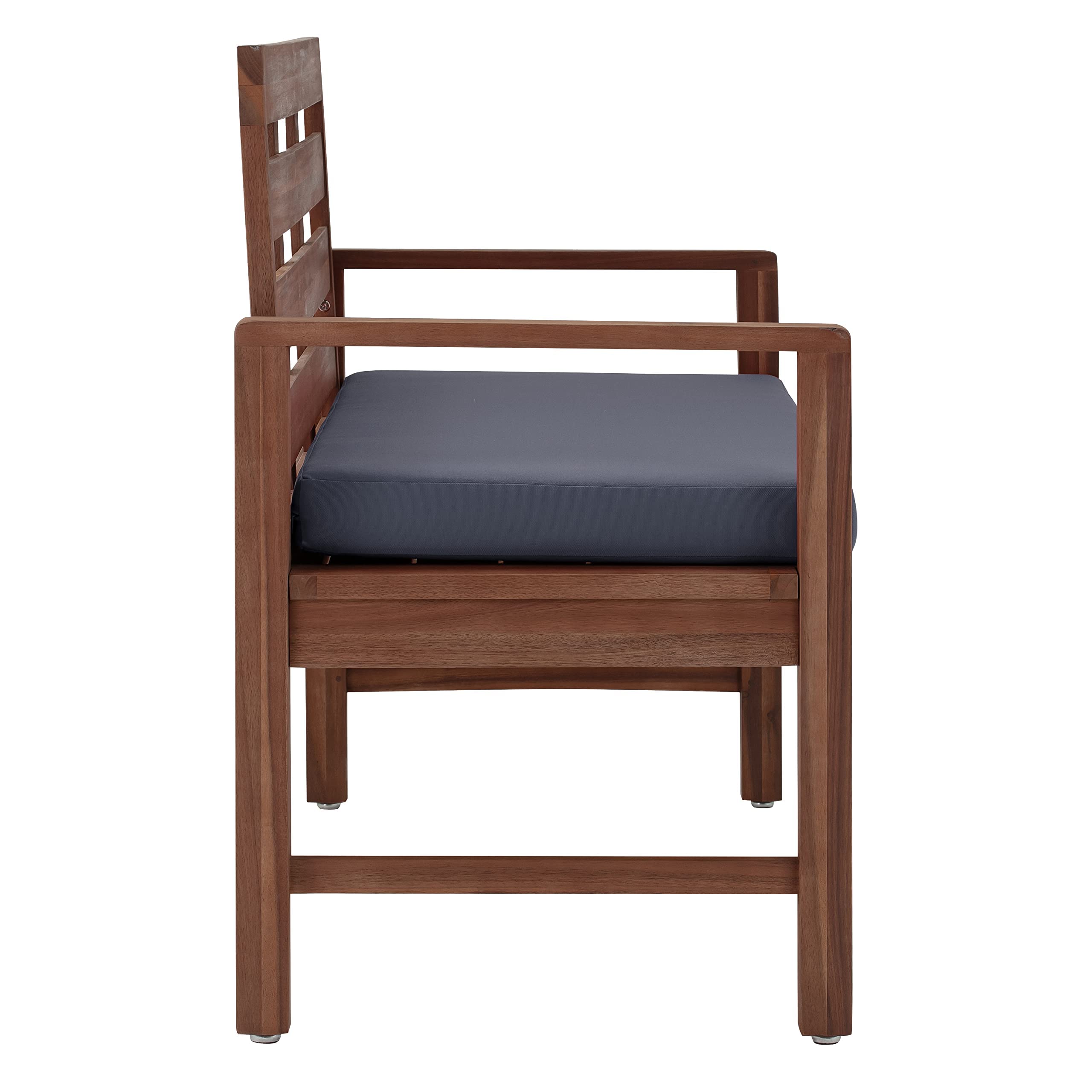 Amazon Aware Lot de 2 chaises d'extérieur rembourrées en bois d'acacia, Finition noyer, Poids maximal supporté 102 kg