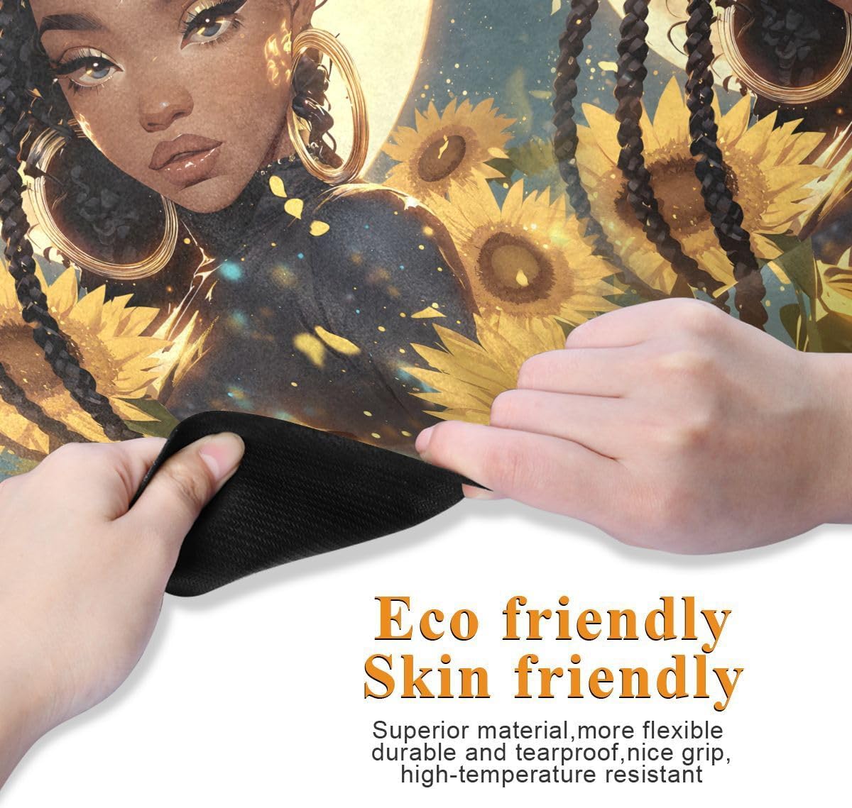 ALAZA African Woman Sunflower Yoga Mat Non Slip Fitness Exercise Mat, Workout Mat for Yoga, Pilates and Floor Exercises