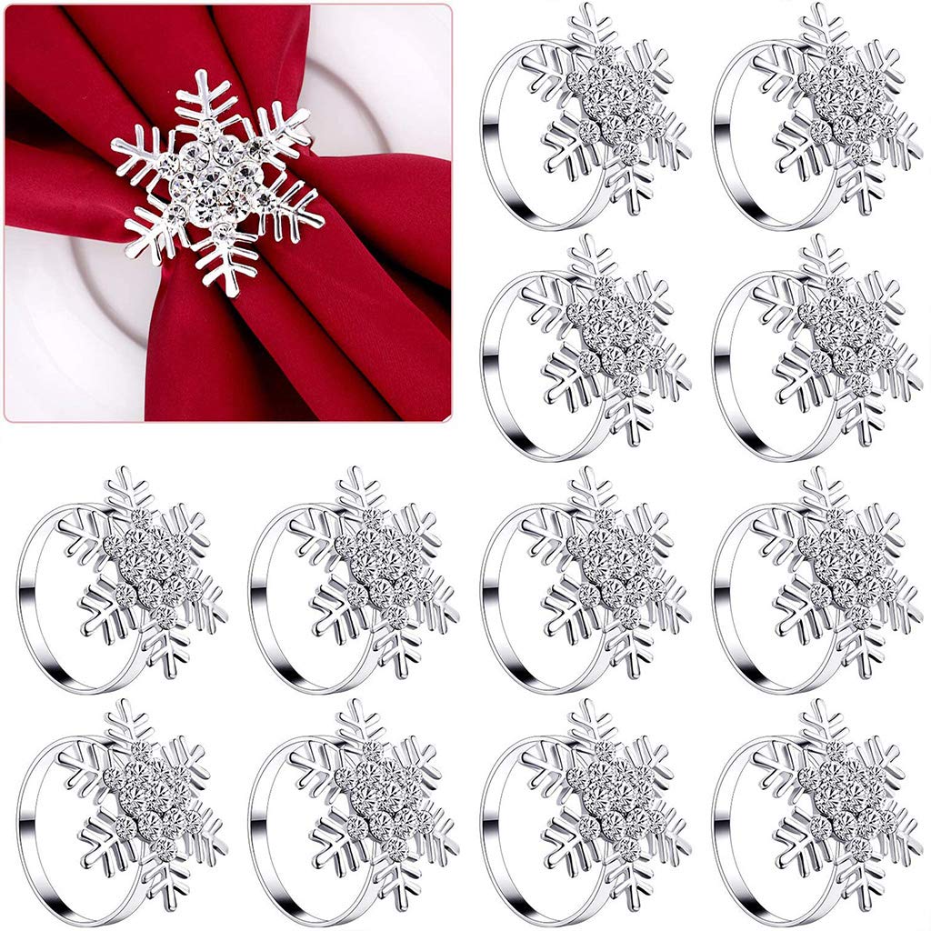 6 Anneaux De Serviette Forme Flocon De Neige - Décoration élégante Pour Mariage, Noël Ou Banquet - 10