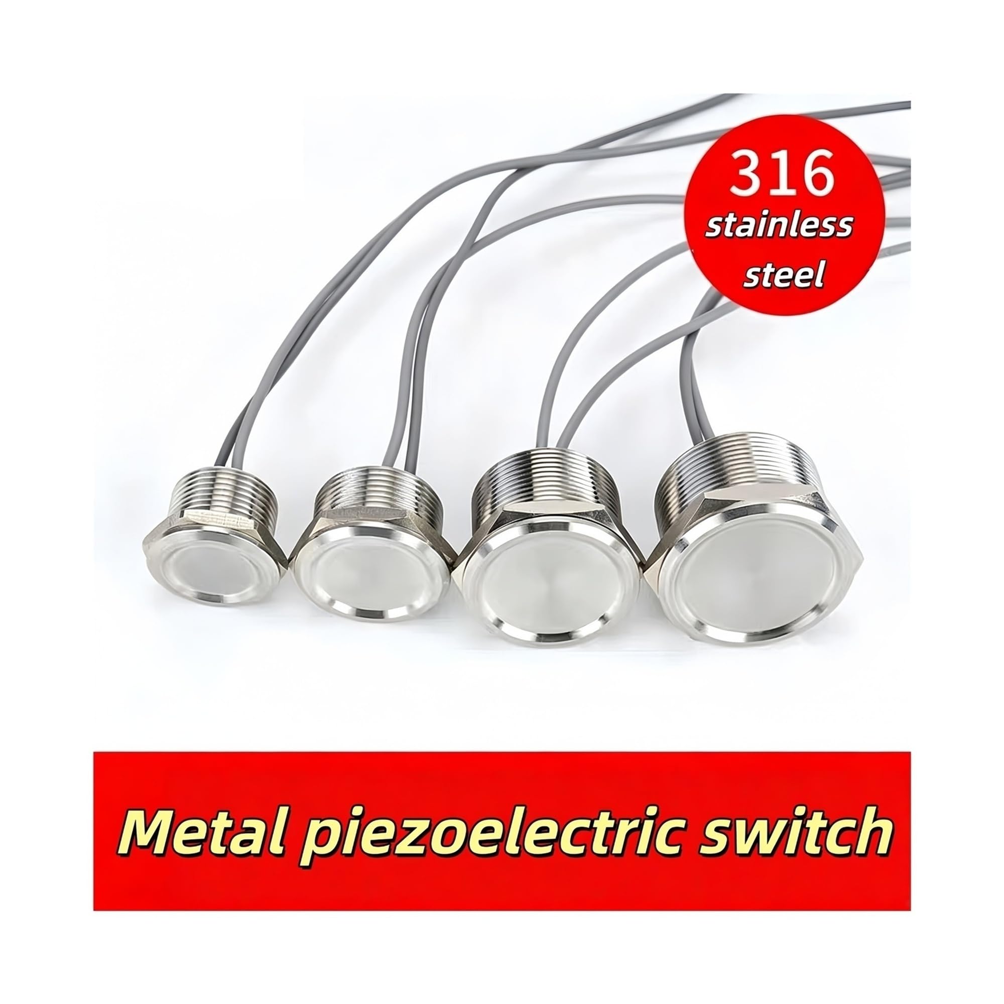 Interruptores táctiles piezoeléctricos impermeables de acero inoxidable de 16 mm, 19 mm, 22 mm y 25 mm, normalmente abiertos, capacitivos, momentáneos.(25mm)