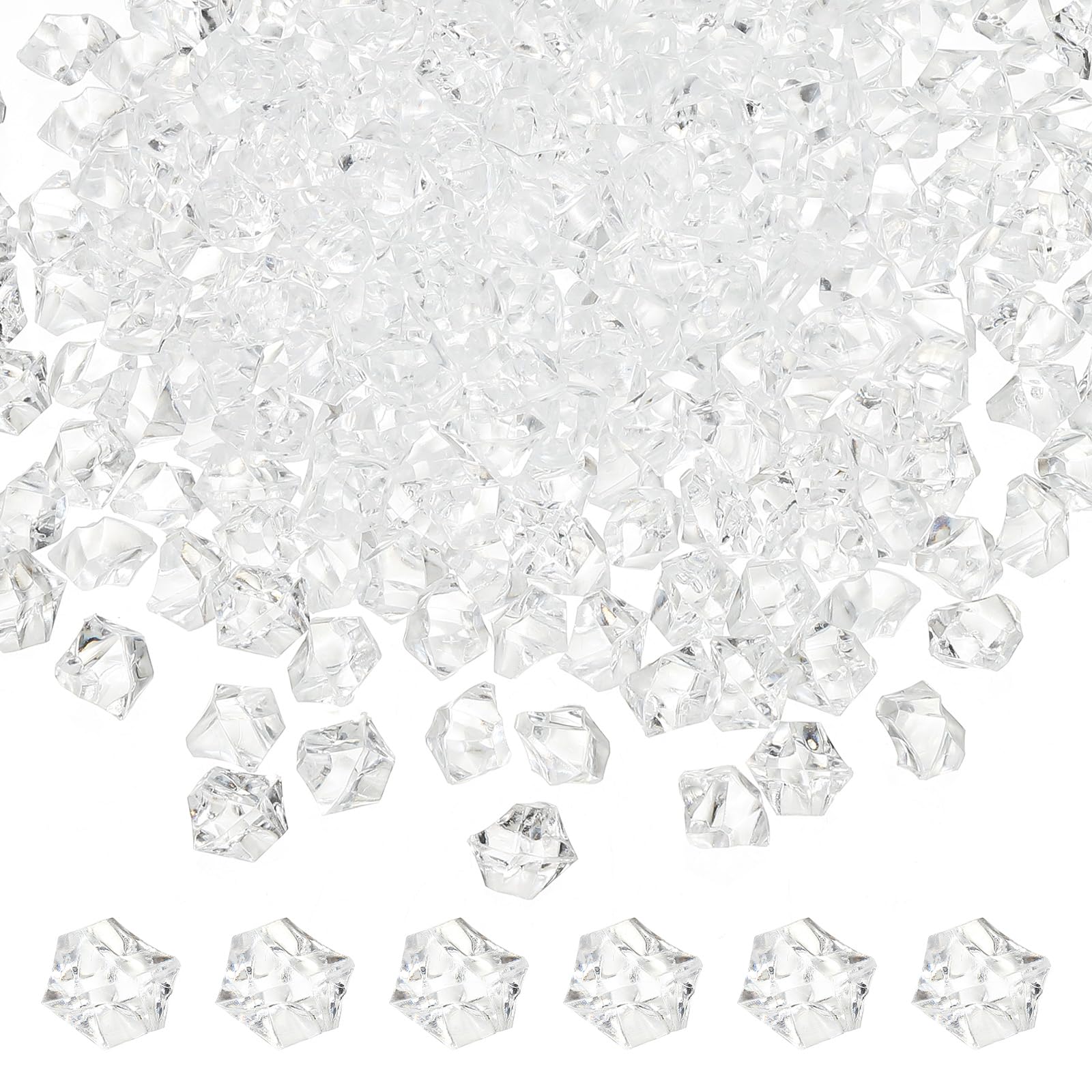M METERXITY 2500-Pack Fake Ice Rocks, 6x9mm Fake Crushed Ice Acrylic Gems Diamonds for Vase Fillers/Fish Tank/DIY Crafts [Clear]