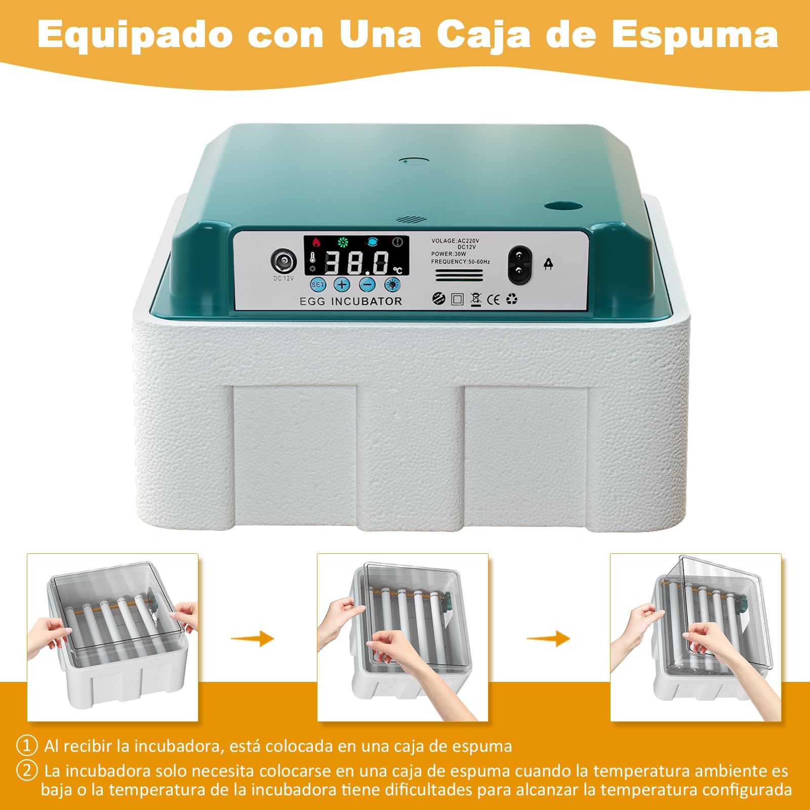 CoInceptus Incubadora Huevos Gallina, Incubadora de 12-16 Huevos con Volteo Automático de Huevos y Adición Automática de Agua, Incubadoras para Huevos de Gallina, Codorniz, Pato