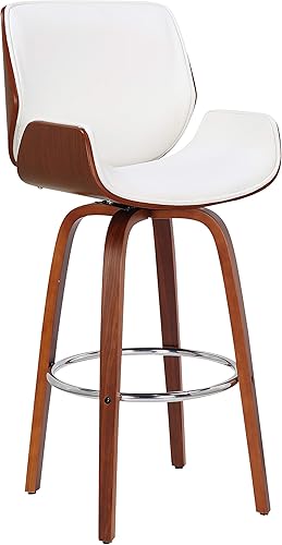 Porthos Home Miller con tapicería de piel sintética resistente al agua y a las manchas, base de madera curvada, reposabrazos bajos, respaldo de