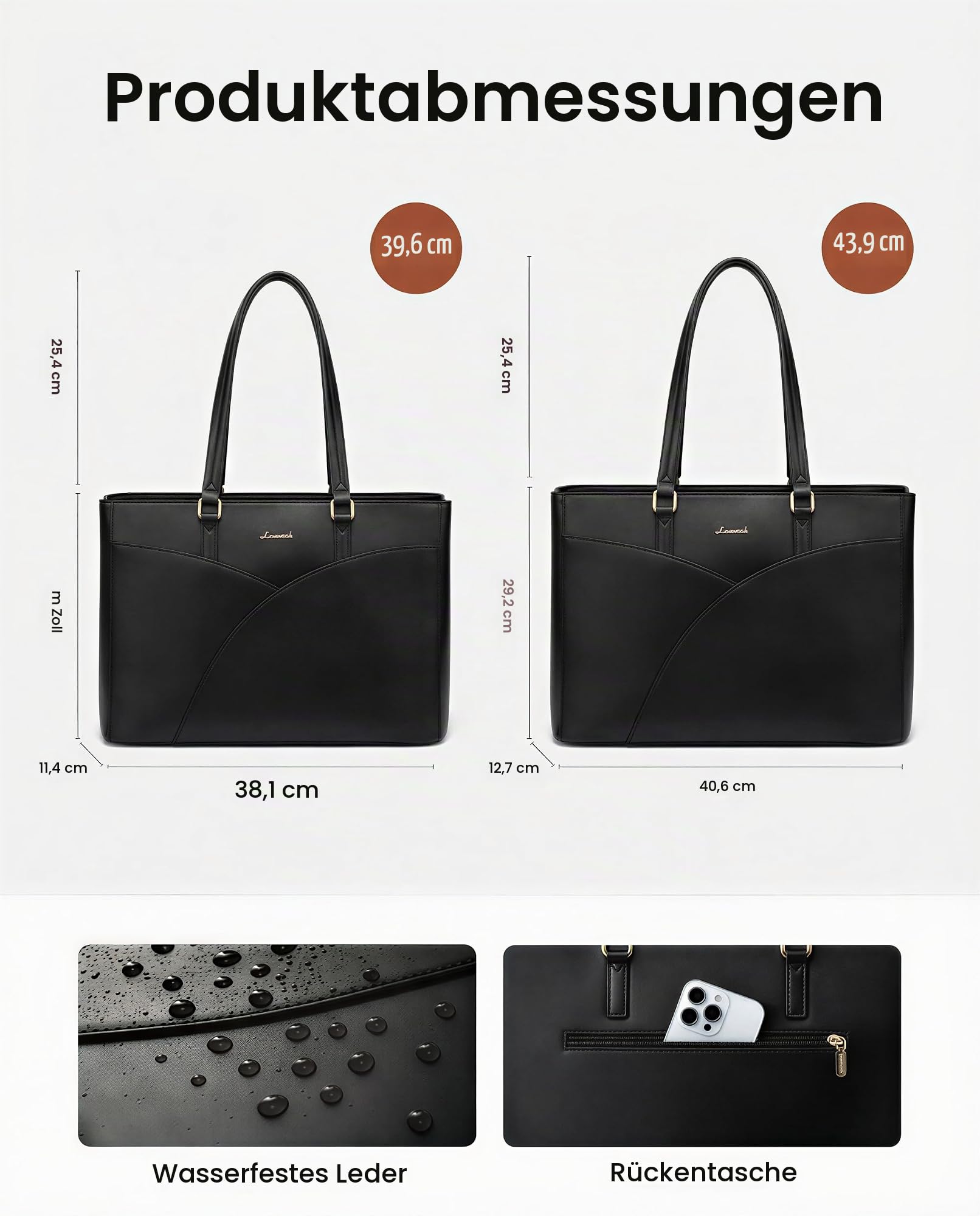LOVEVOOK Laptoptasche Damen, Handtasche Groß Arbeitstasche Aktentasche