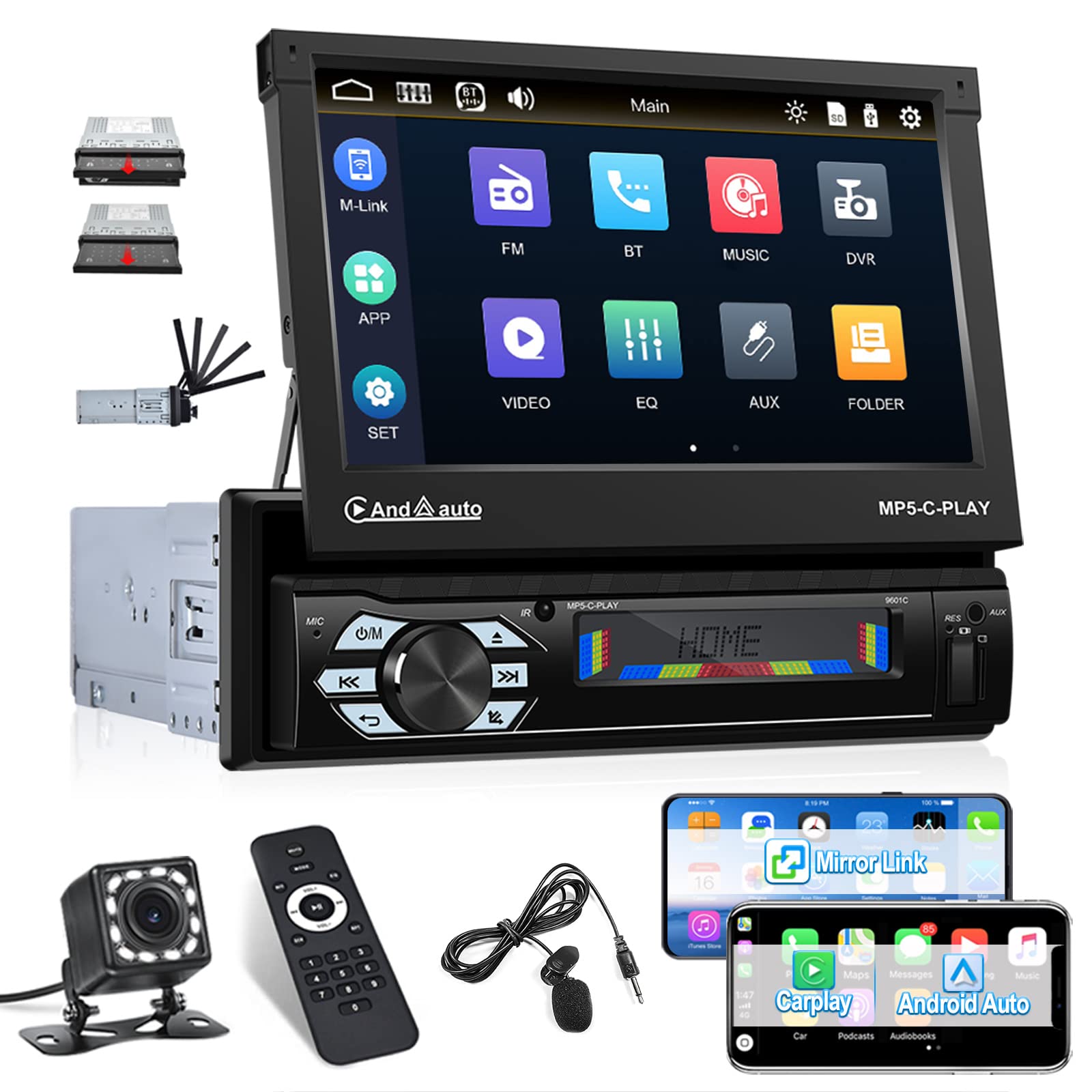 Buy Roinvou Single DIN Car Stereo with Carplay Android Auto inDash
