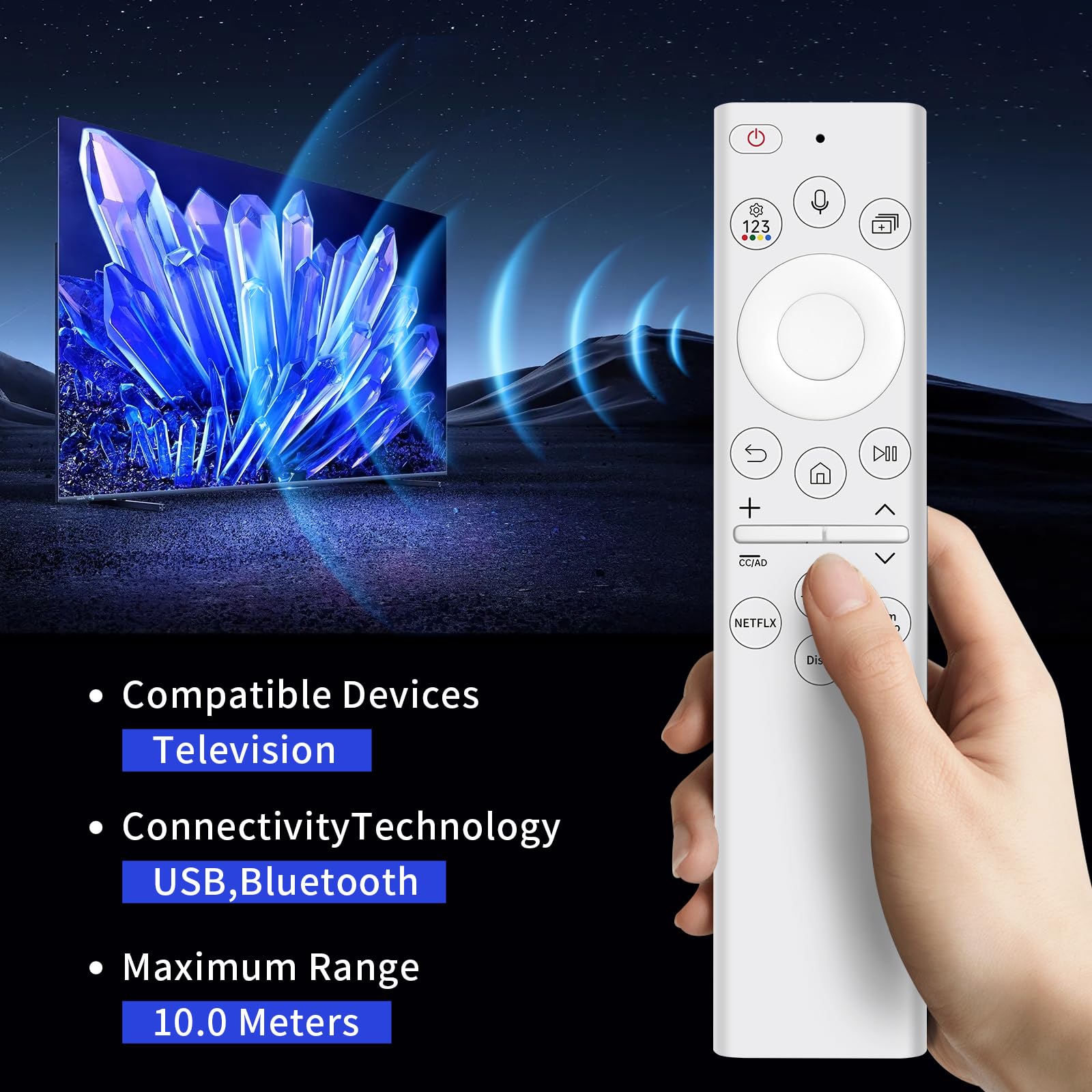 Voice BN59-01391A - Telecomando di ricambio per TV Samsung, con cella solare ricaricabile e 4 pulsanti di scelta rapida per Smart TV Samsung Neo LED 4K 8k Ultra HD 2021-2023