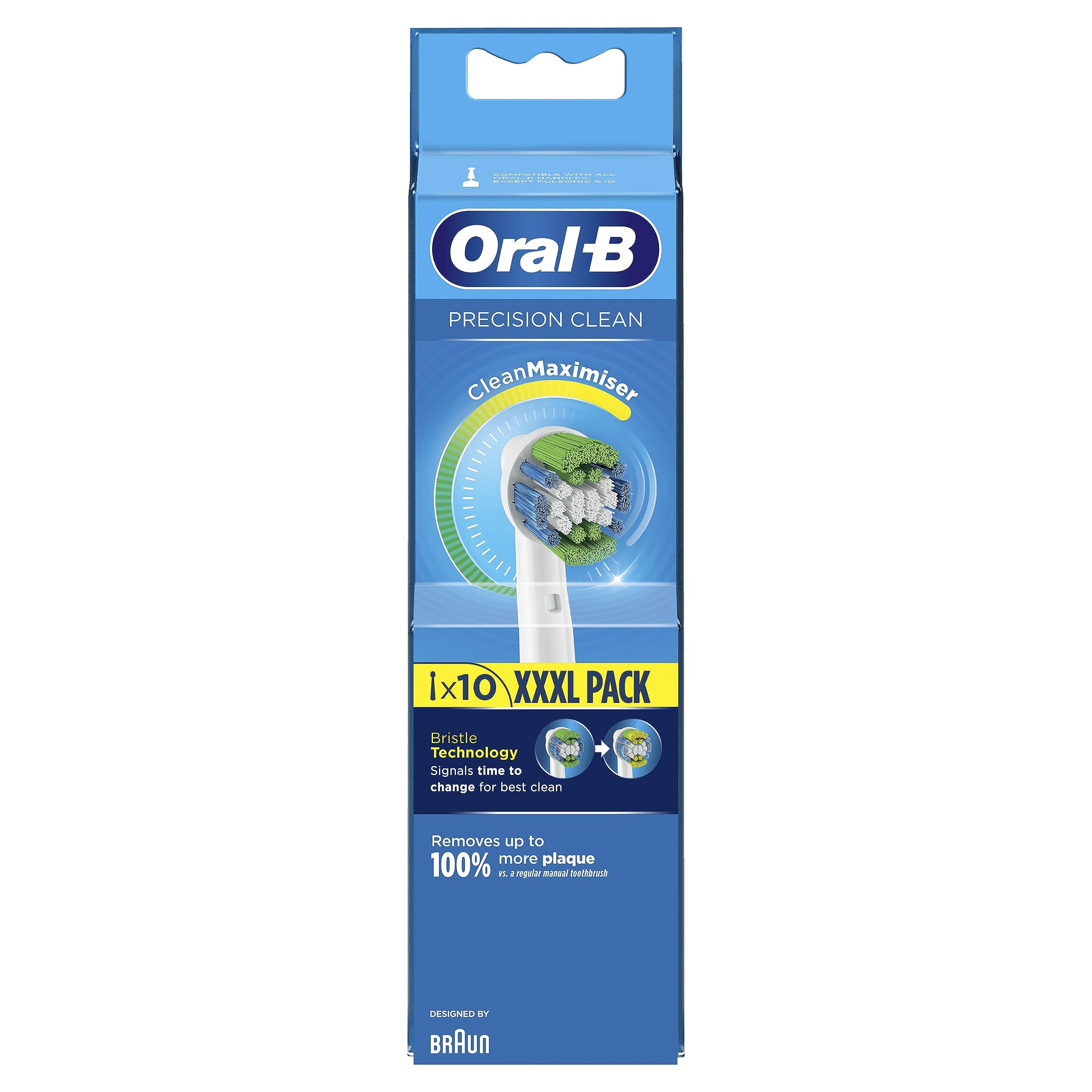Oral-B Precision Clean Testine Spazzolino Elettrico, Confezione da 10 Testine di Ricambio, 3 Tipi di Setole per una Pulizia Precisa e Sbiancante, Indicatore di Utilizzo della Testina
