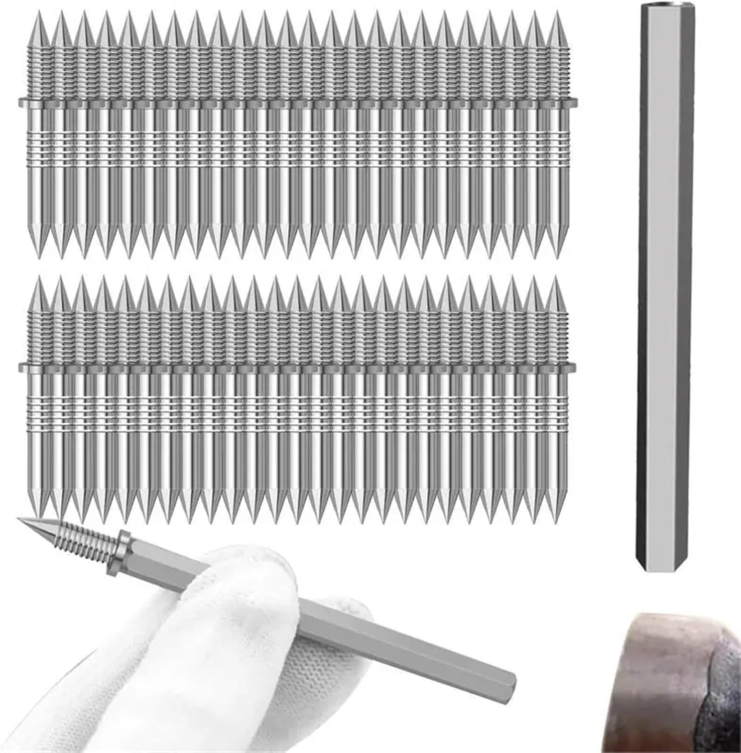 Double Headed Skirting Nails 100/200/300pcs Double Headed Mud Nail For Seamless Wood Paneling Non-marking Nails Cement Double-headed Invisible(300pcs)