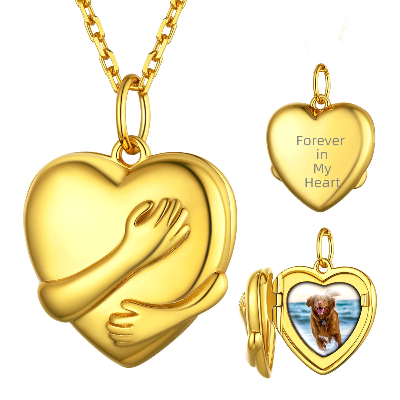 Supcare Herz Medaillons für Damen Medaillon zum Öffnen für Bilder 925 Sterling Silber Foto Text Gravur Halskette mit Anhänger Amulett Locket Necklace Personalisiert Modeschmuck für Frauen Mädchen