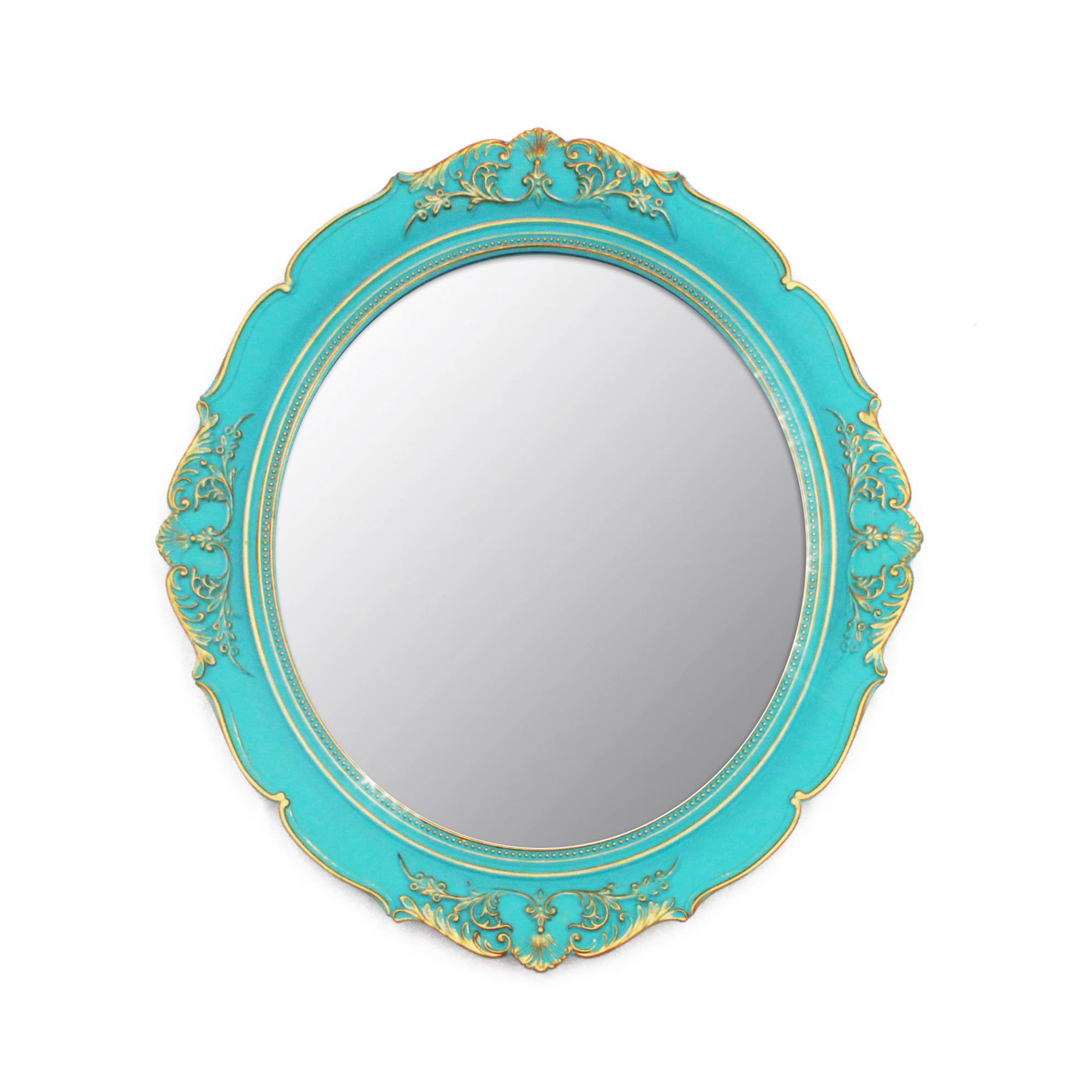 YCHMIR Espejo decorativo vintage para colgar, espejo ovalado de 14.8 x 13.1 pulgadas, color azul
