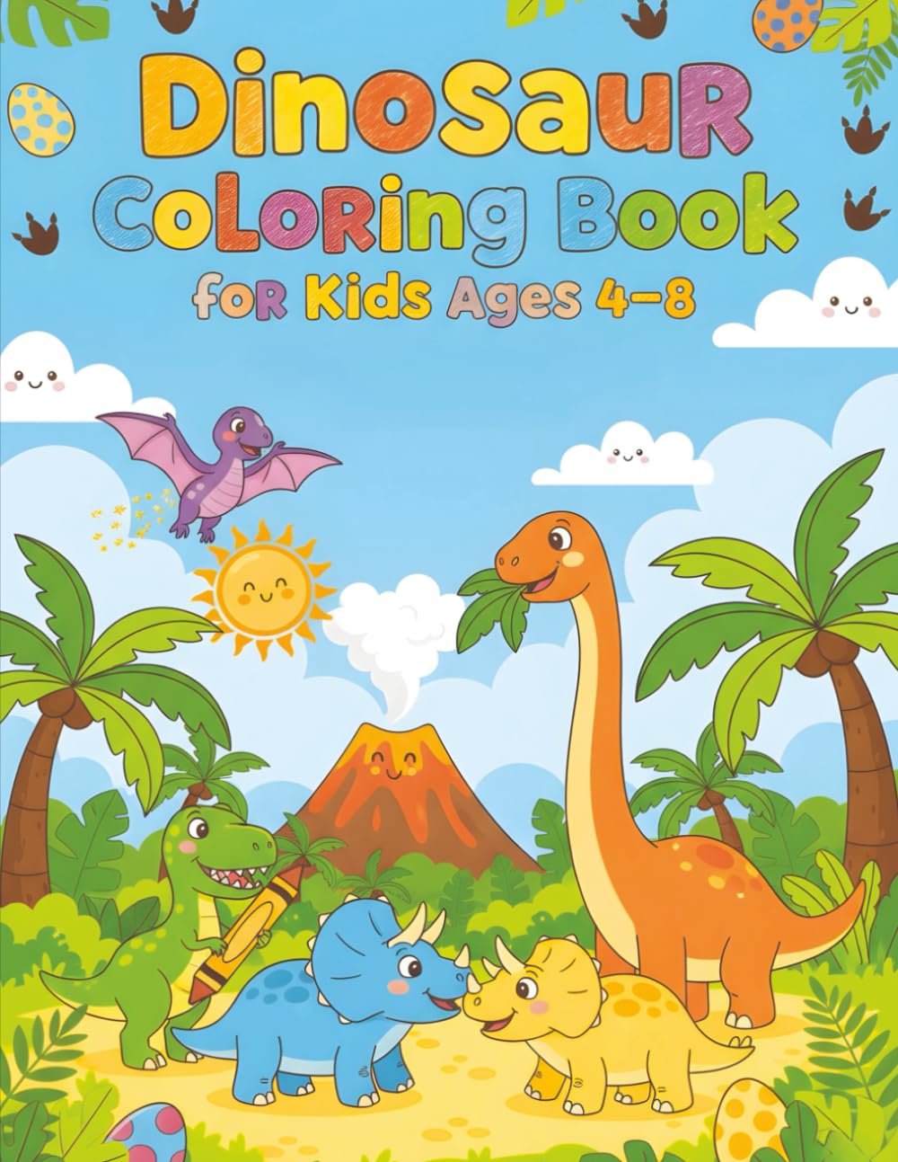 Dinosaur Coloring Book for Kids Ages 4-8: Journey Back in Time: 55 Fun Dinosaur Coloring Pages for Young Explorers! (Animals Coloring Book for Kids)