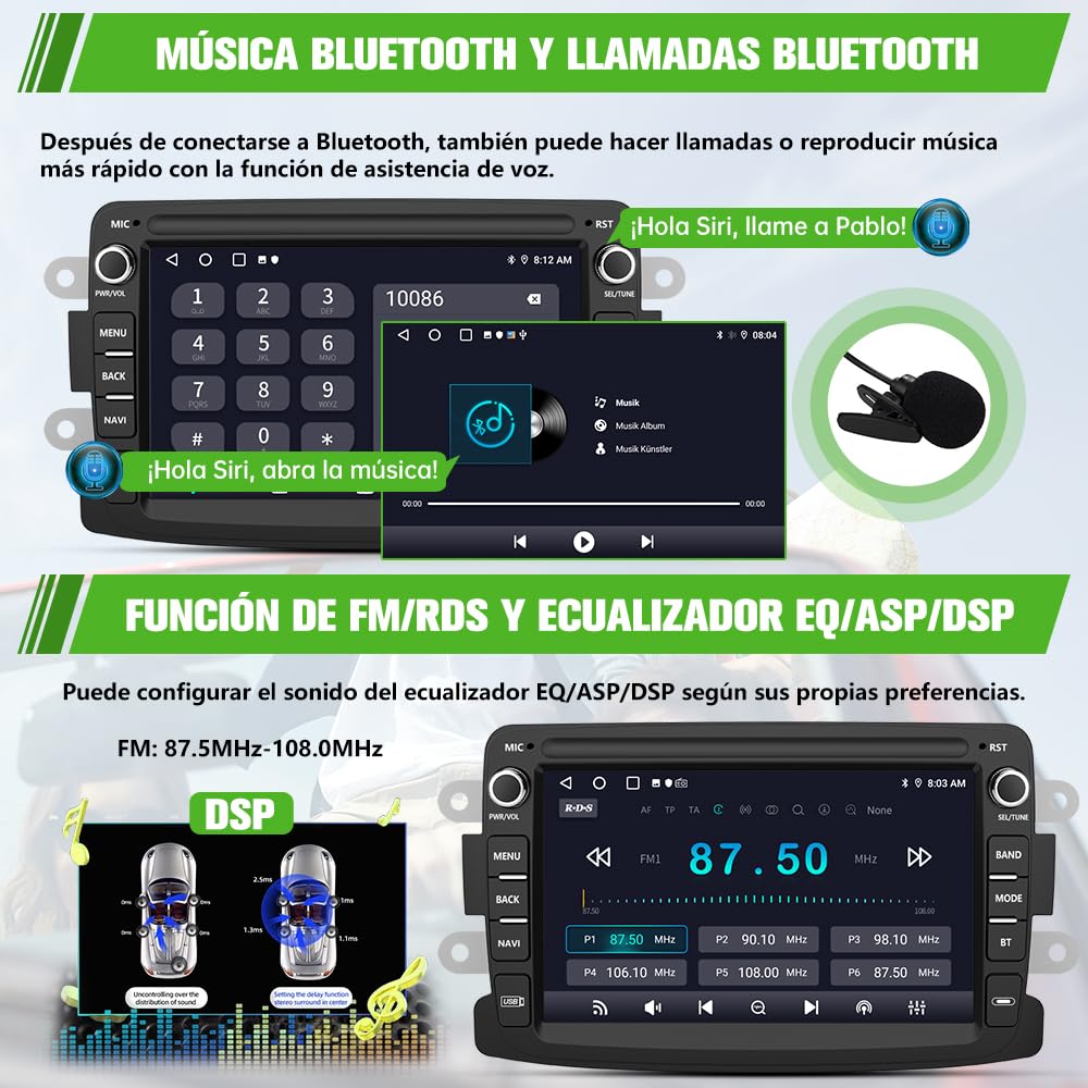 AWESAFE Android 13.0 [2GB+64GB] Radio Coche con Pantalla Táctil 7 Pulgadas para Renault Dacia, Autoradio para Renault Dacia Sandero/Duster/Logan/Captur/Lodgy/Dokker, etc, Admite Carplay y Android Auto