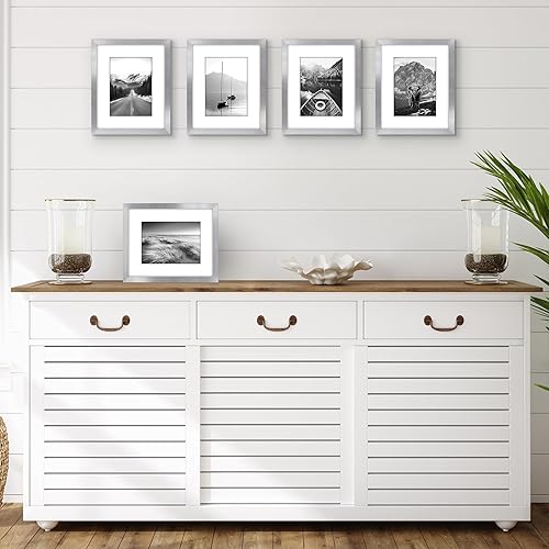 Vista 687 de Americanflat Portarretratos de 5 x 6 pulgadas con plexiglás pulido, juego de 5 portarretratos de 2 x 3 pulgadas con paspartú o para fotos de 5 x 6