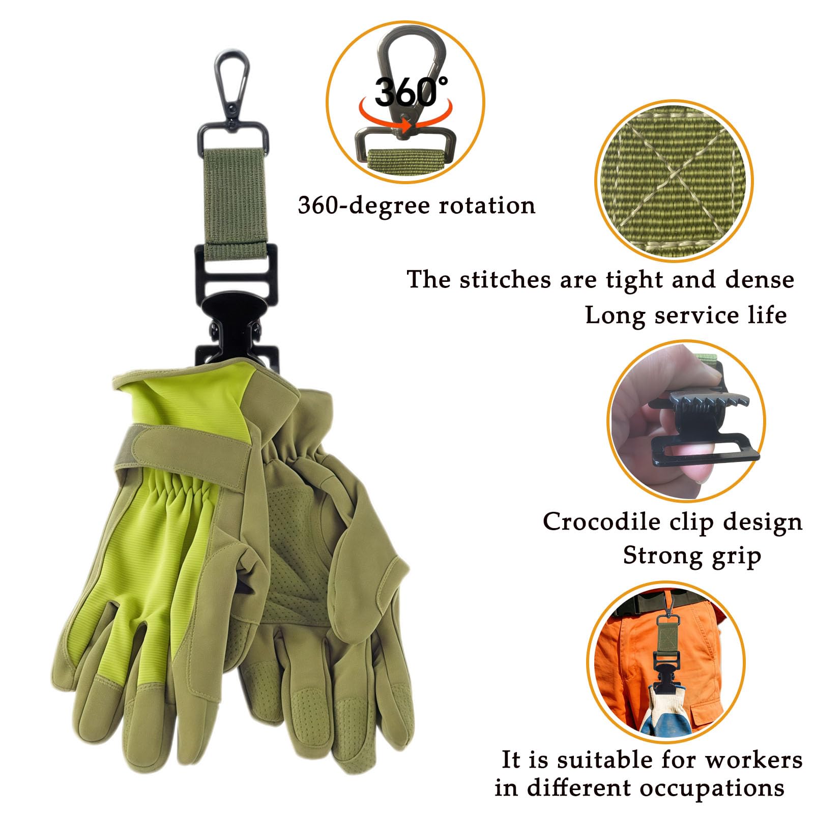 Handschuhclip für Arbeitshandschuhhalter, Greifer, Sicherheit, Rettung, Feuerwehrmann, Turnout, Ausrüstung, Handschuhgurt mit Krokodilklemme, 4 Stück