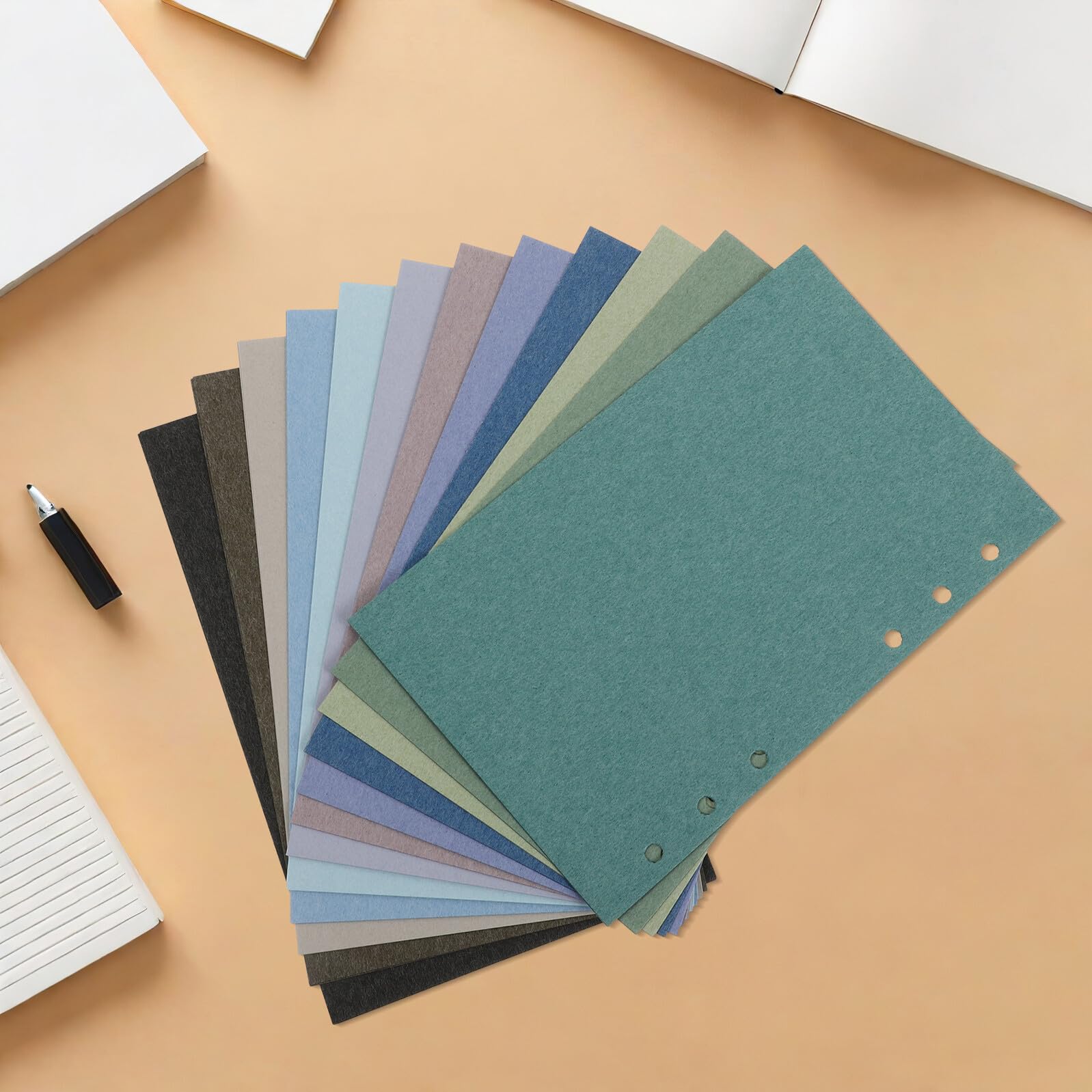 Recharges de Papier A6 à Feuilles Mobiles pour Classeur, 24 Feuilles en Papier Portable Perforations, pour Budget et Travail Couleur Aléatoire