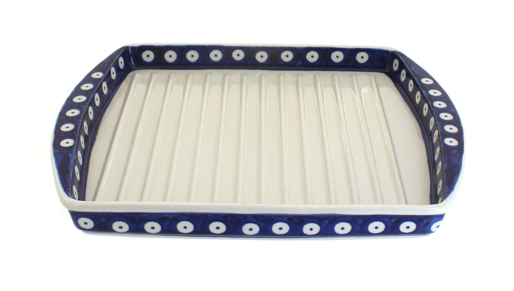 Blue Rose Polish Pottery Dots Bacon Cooker