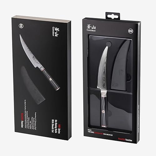 Miniatura 7 de Cangshan YARI Series 501257 - Cuchillo deshuesador de 6 pulgadas con funda, acero de Damasco X-7