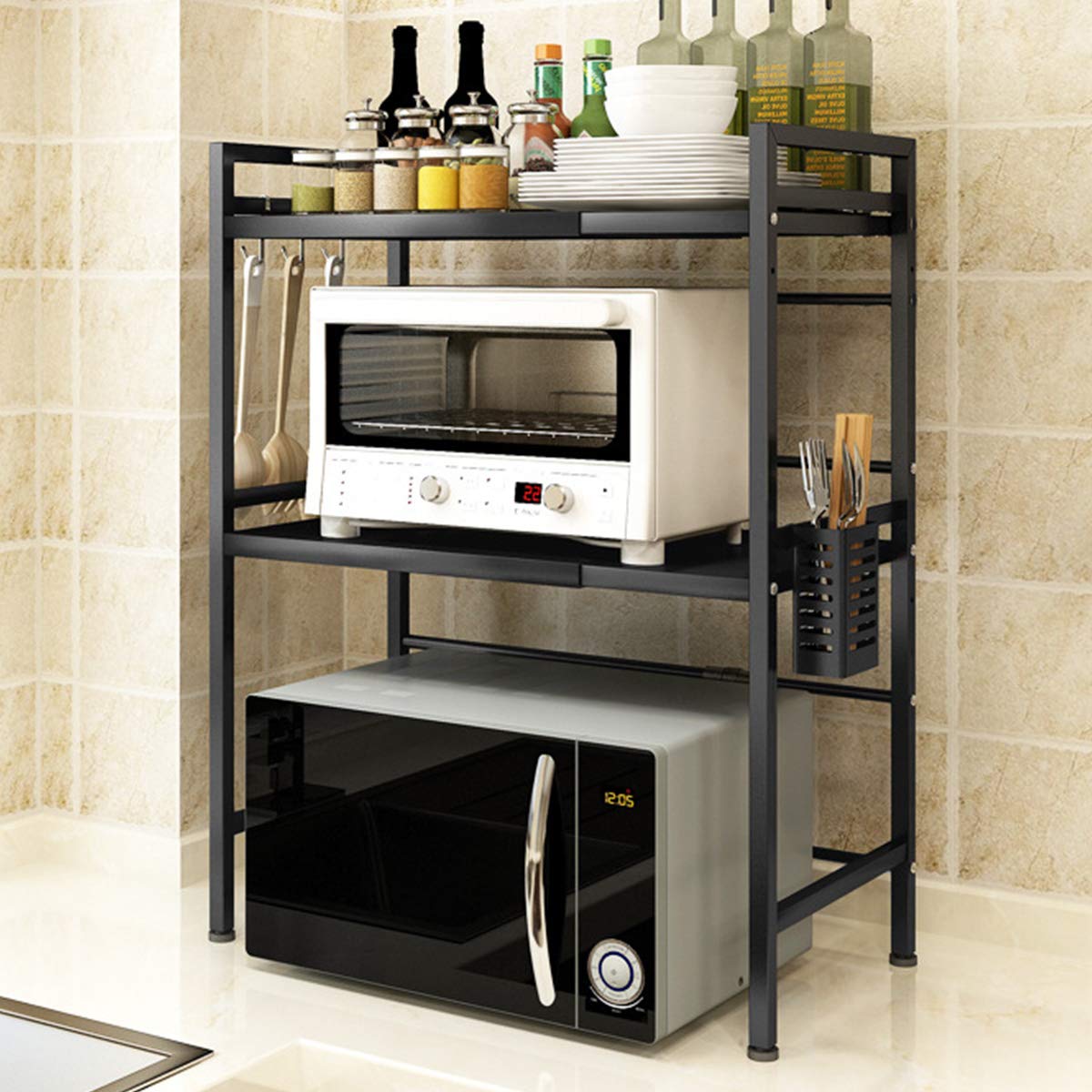 Buy Mocosy Expandable Microwave Oven Rack, 2Tier Kitchen Counter Shelf