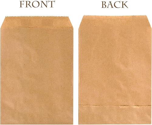 Miniatura 5 de Paquete de 100 bolsas de papel Kraft para bocadillos, galletas y palomitas de maíz, pequeña bolsa de regalo (café, 6.3 x 8.5 pulgadas)