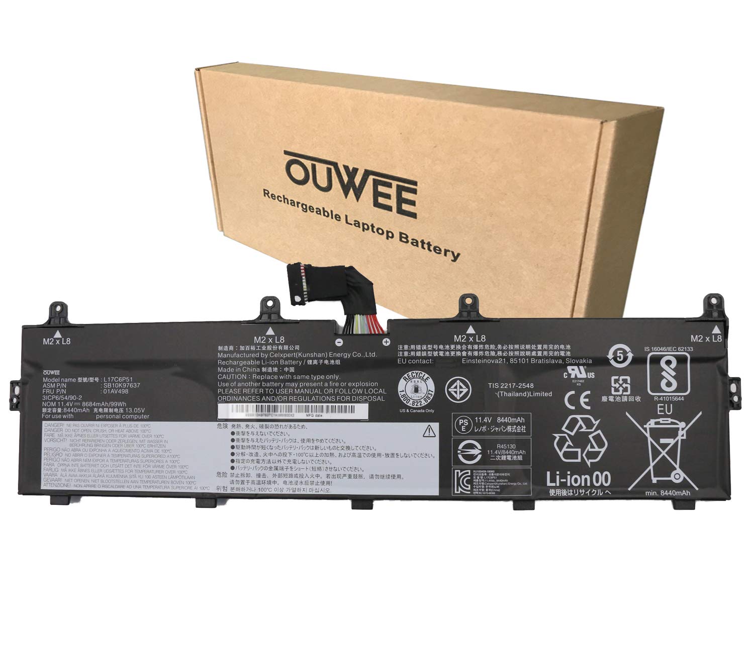 L17C6P51 L17M6P52 Laptop Battery Compatible with Lenovo ThinkPad P72 P73 Series Notebook 01AV497 SB10K97636 01AV498 SB10K97637 11.4V 99Wh 8684mAh