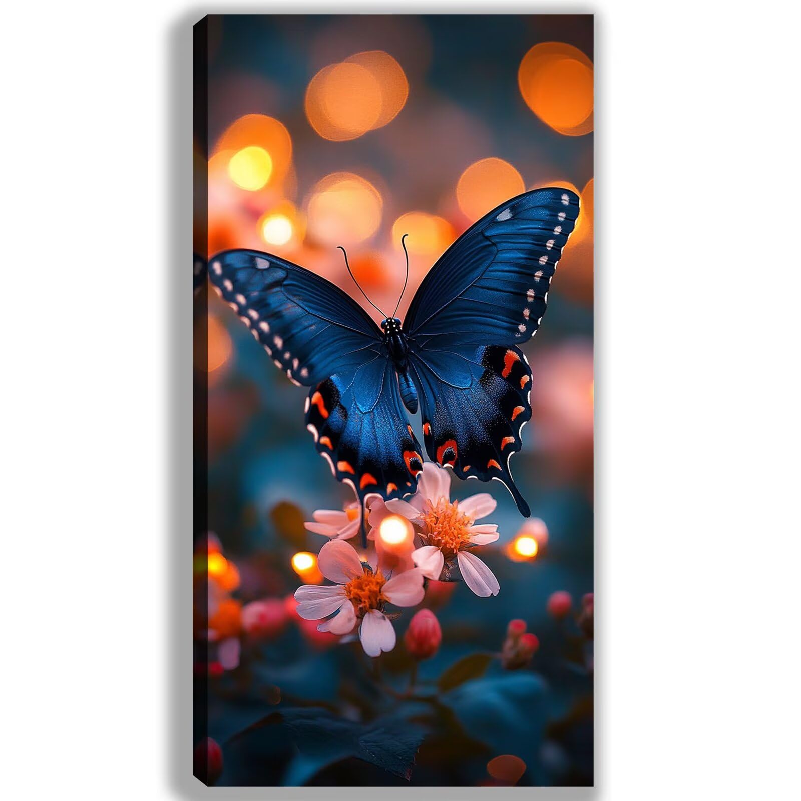 Malen nach Zahlen Erwachsene Großes Format 60x120cm, Blume Panorama DIY Malset Komplettset auf Leinwand, Ohne Rahmen Acryl Ölgemälde Malen nach Zahlen Schmetterling, Geschenk für Frauen,w-1090k