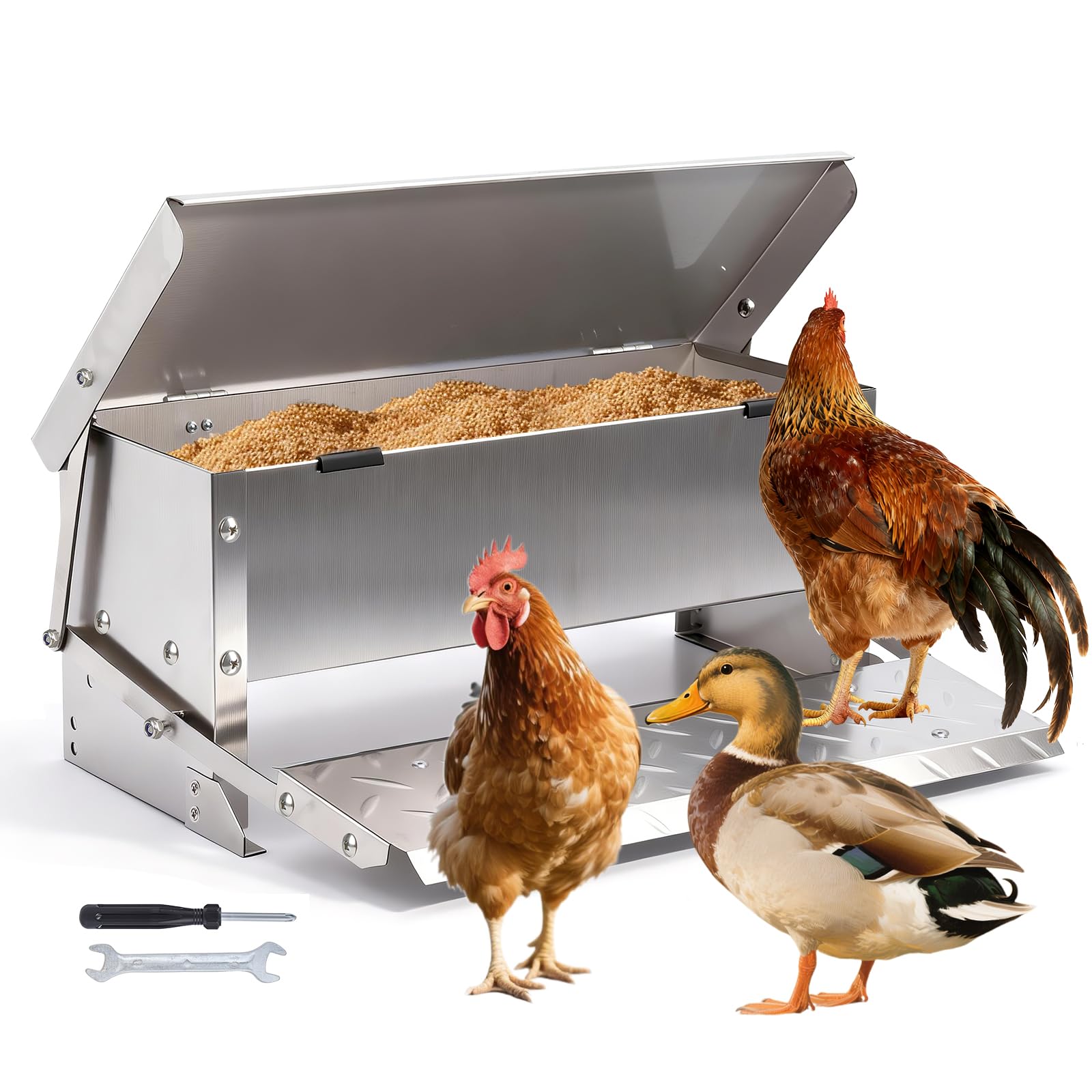 XUEMUO Mangiatoia per pollo, senza sprechi, automatica fai da te, per secchi, barili, bidoni, troughs, viene