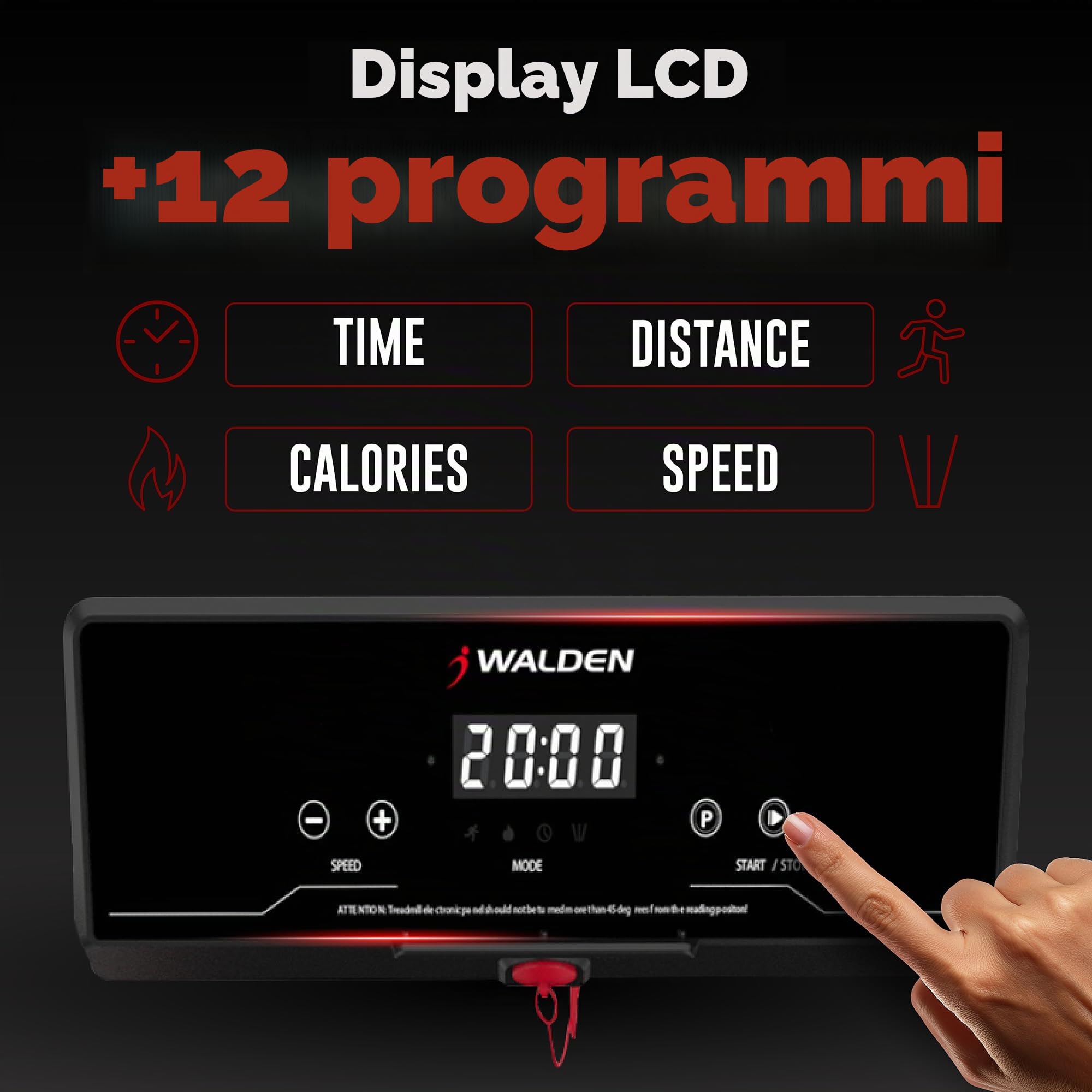 Walden Tapis Roulant Elettrico Pieghevole F2800 – Walking Pad per Casa e Ufficio, Motore da 2,5 CV, Velocità 1-10 km/h, 12 Programmi, Display LCD, Fitness e Dimagrimento (F2800)