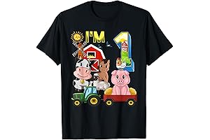 Adorable Farm Animals Barnyard Tractor 1st Birthday I'm One Year Old T-Shirt