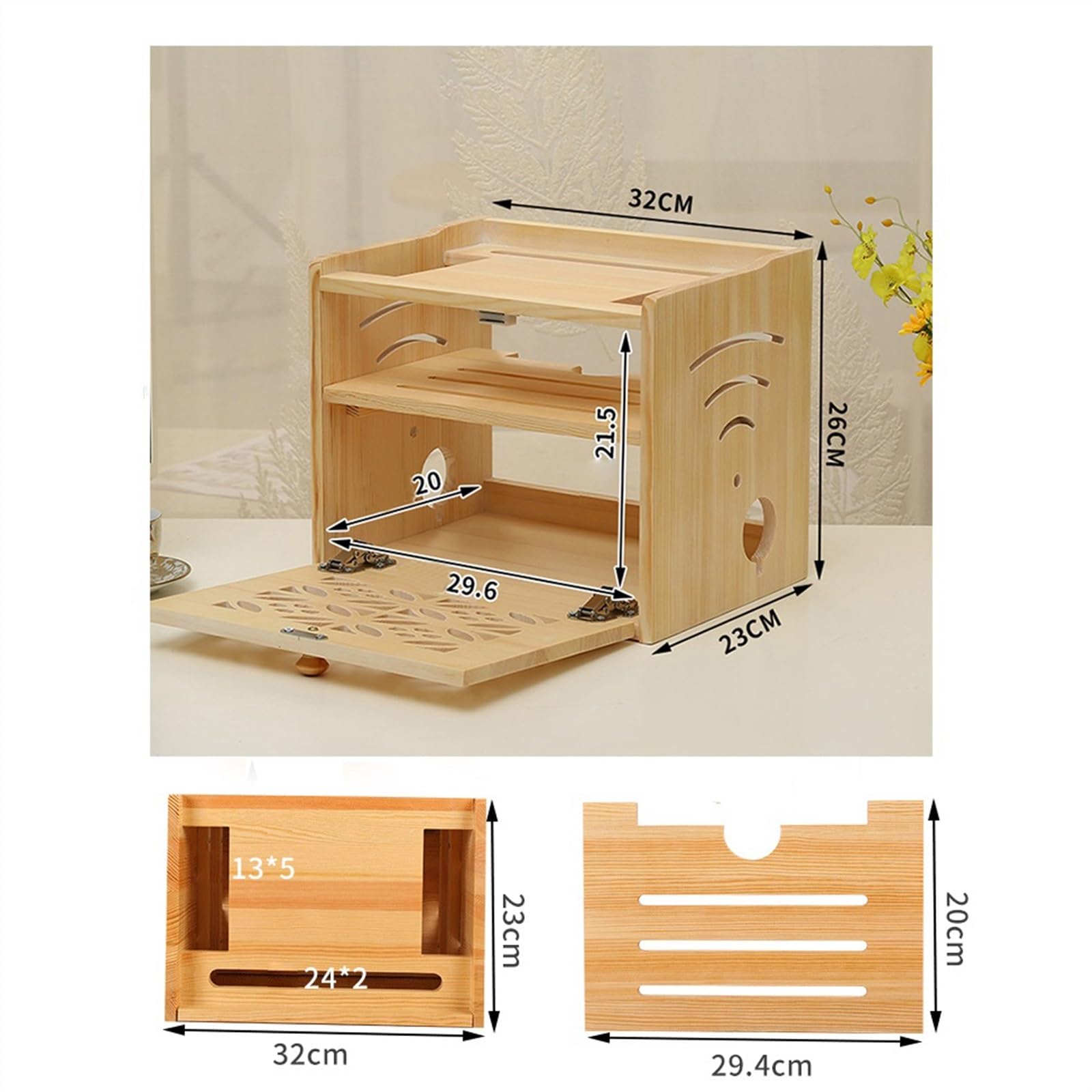 Organizadora de Cables Caja de almacenamiento de enrutador caja de almacenamiento de cable de alimentación enchufable de madera maciza wifi inalámbrico luz gato decodificador rack personalización Caja