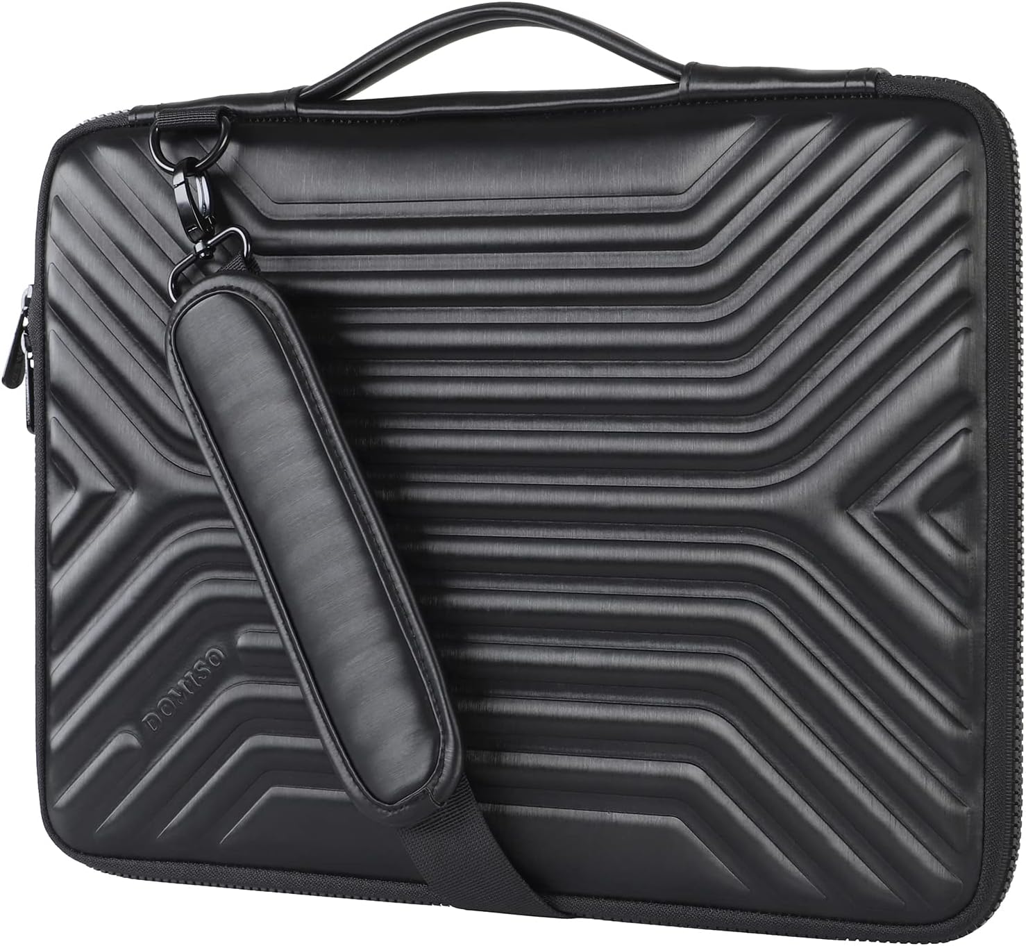 DOMISO15.6" Shockproof Waterproof Laptop Sleeve with Strap Lightweight Soft EVA Tablet Case for 15.6 Inch Laptops/Apple/Lenovo IdeaPad/Aspire E15 / HP ENVY 15 / Dell/ASUS, Black