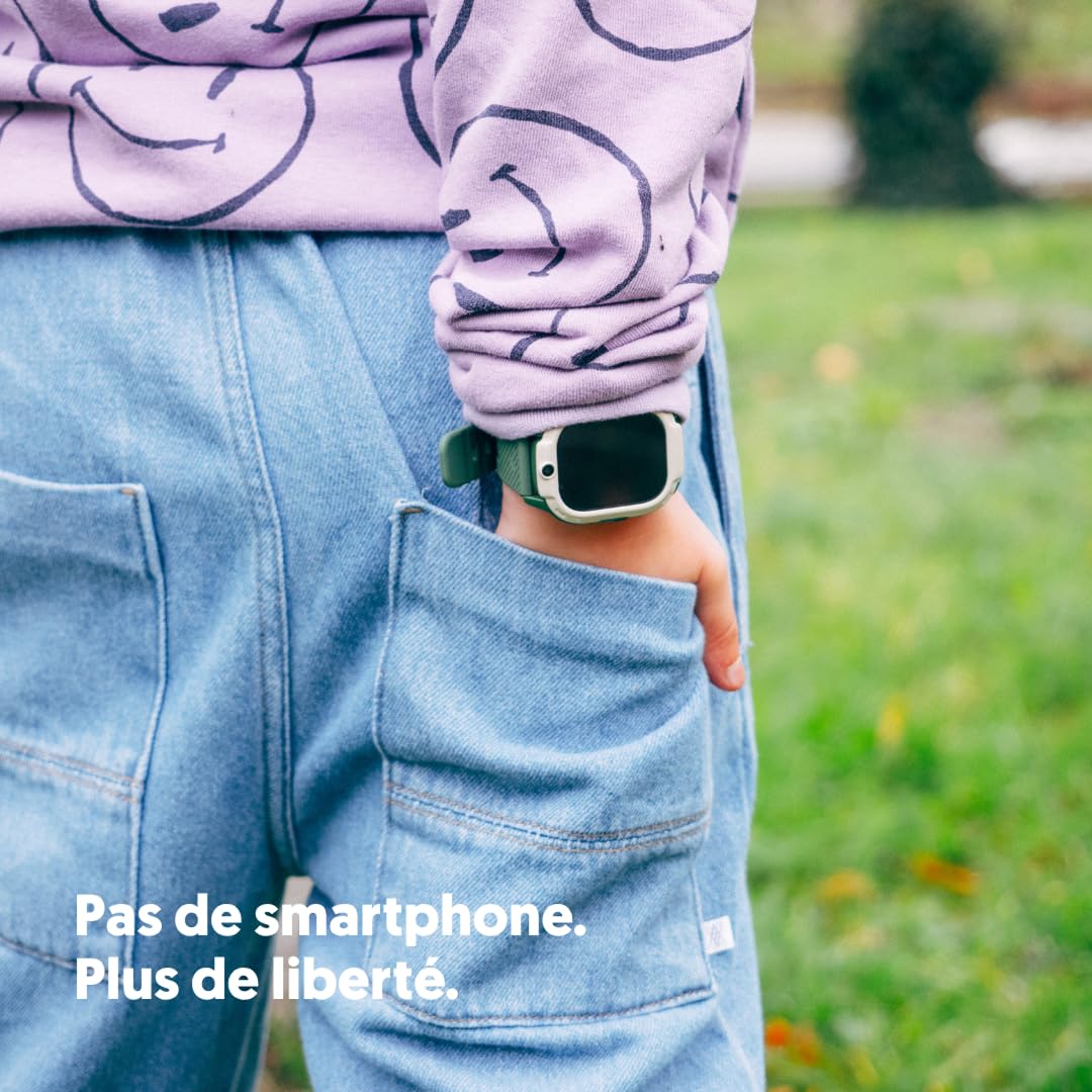 Rebel Cactus Montre Connectée Enfant Vert - Montre Enfant GPS avec Appel et Carte SIM, Grande Mémoire, Limite de Temps Réglable, Fonds d’Écran Personnalisables, étanche IP67