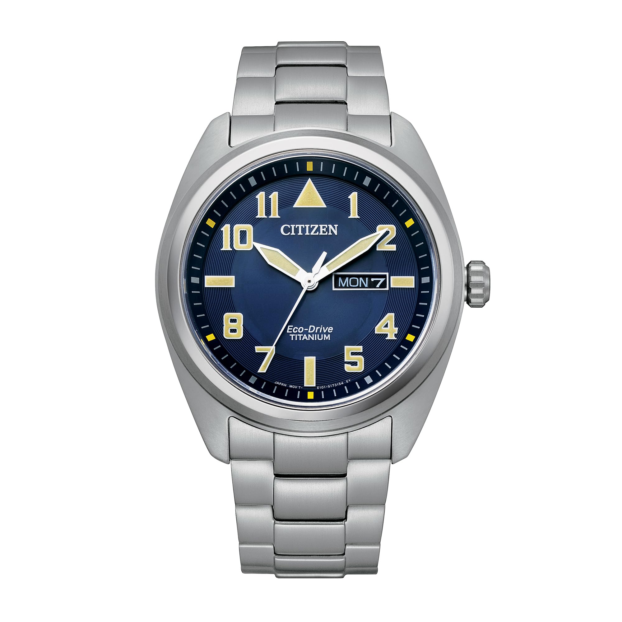 Citizen Eco-Drive Herren-Sportuhr, 42 mm, silberfarbenes Super-Titan-Gehäuse und Armband mit blauem Zifferblatt (BM8560-88L), Blau, Modern