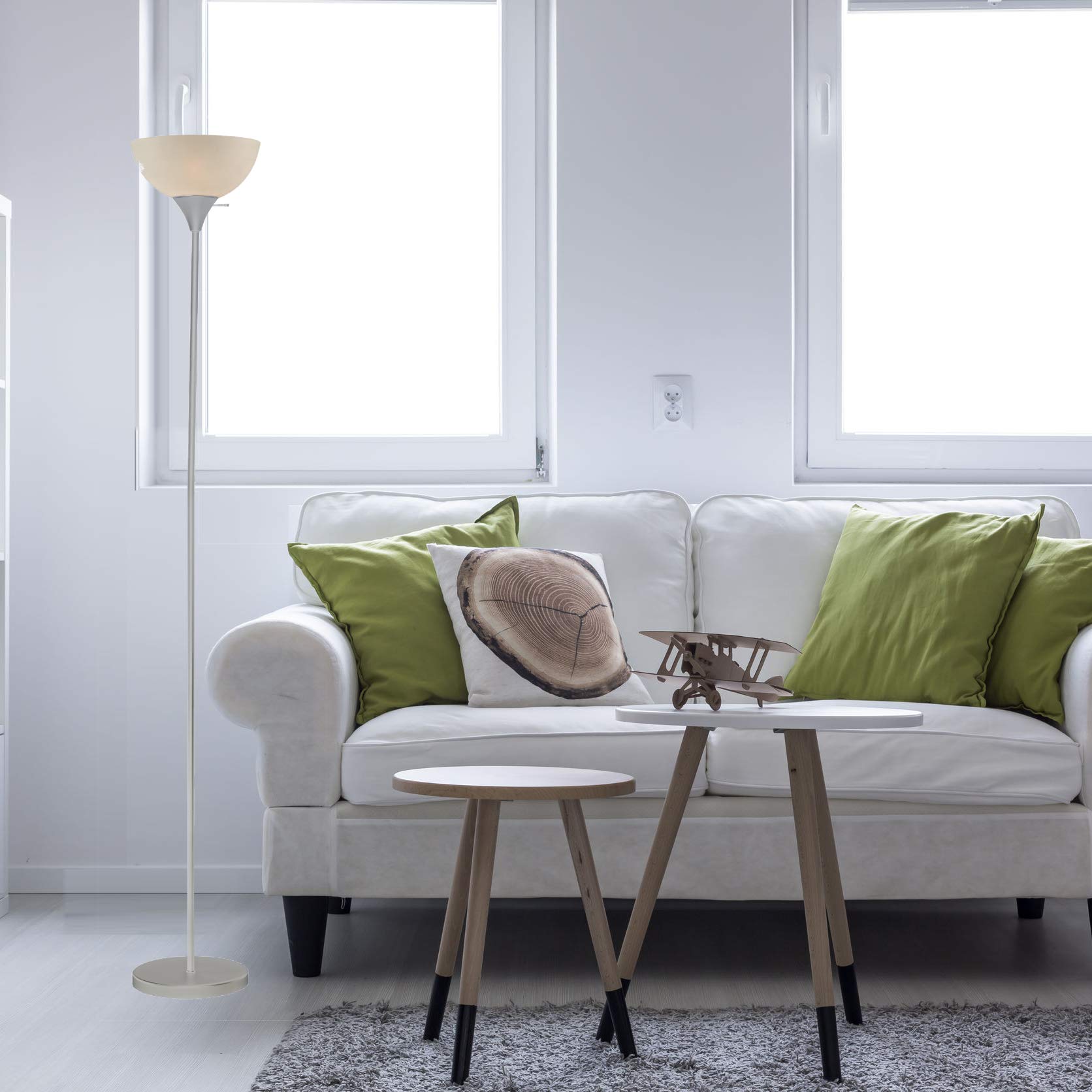 Adjustable Floor Lamp with Reading Light by Light Accents - Susan Modern Standing Lamp for Living Room/Office Lamp 72" Tall - 150-watt with Side Reading Light Corner Lamp (Silver 1 Light)