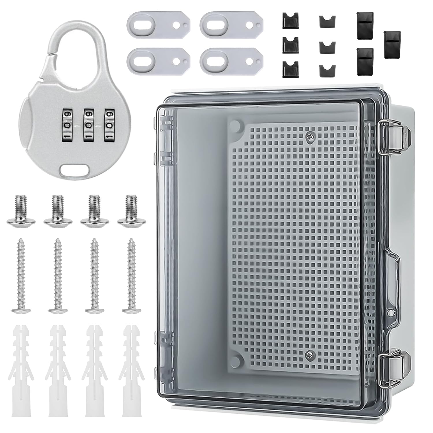 Caja Conexiones Estanca IP66, Caja Registro Electrico con Cerradura, PC Transparente Caja de Conexiones, para la Protección de Tomas de Corriente (220 × 170 × 110 mm)
