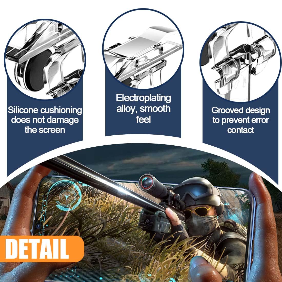Joystick per Telefono, Triggers 6 Dita Joystick Controller, Dita Trigger di Gioco Mobile per Joystick Grilletti L1R1 L2R2 Phone Triggers Controller Pulsante Meccanico Fisico