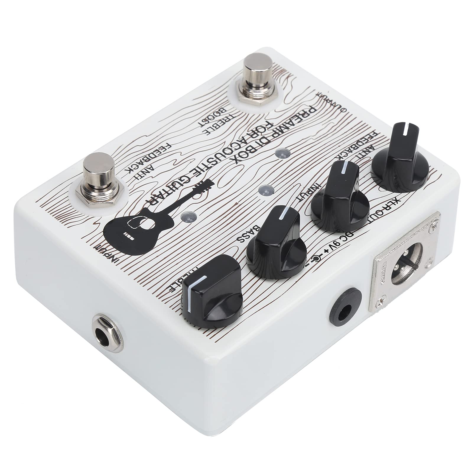Akozon Elektryczny Przedwzmacniacz z Pedałem Gitarowym Ulepszone Efekty Dźwiękowe i Kompaktowa Konstrukcja - Przedwzmacniacz Elektryczny z Pedałem Gitary Przenośne ze Wskaźnikiem LED Sprzęt ze Stopu