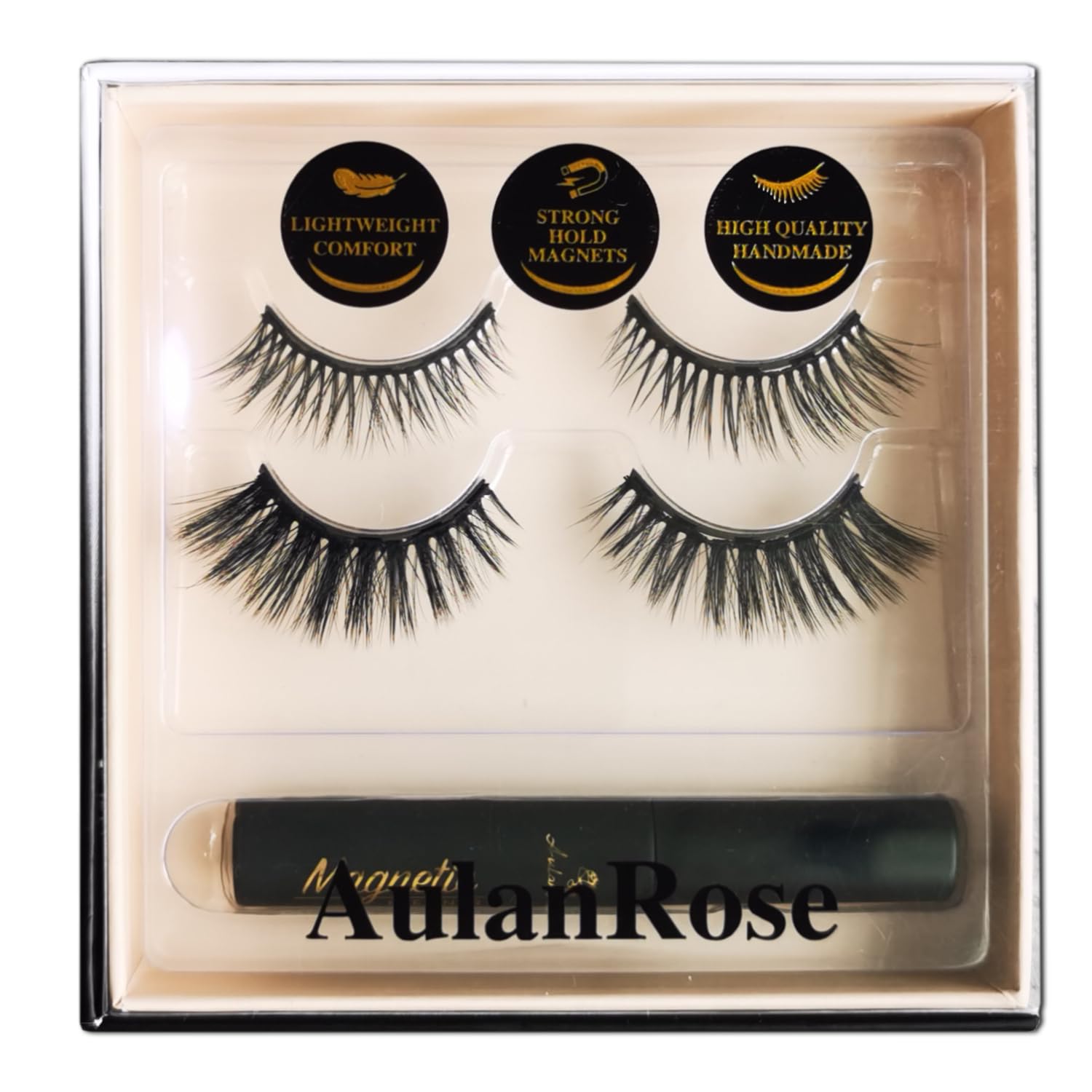 AulanRose Magnetic Eyelashes,Magnetic Lashes Natural Looking with Eyeliner Kit, Reusable Fake Eye Lash, Cruelty-Free, Strongest Waterproof Liquid