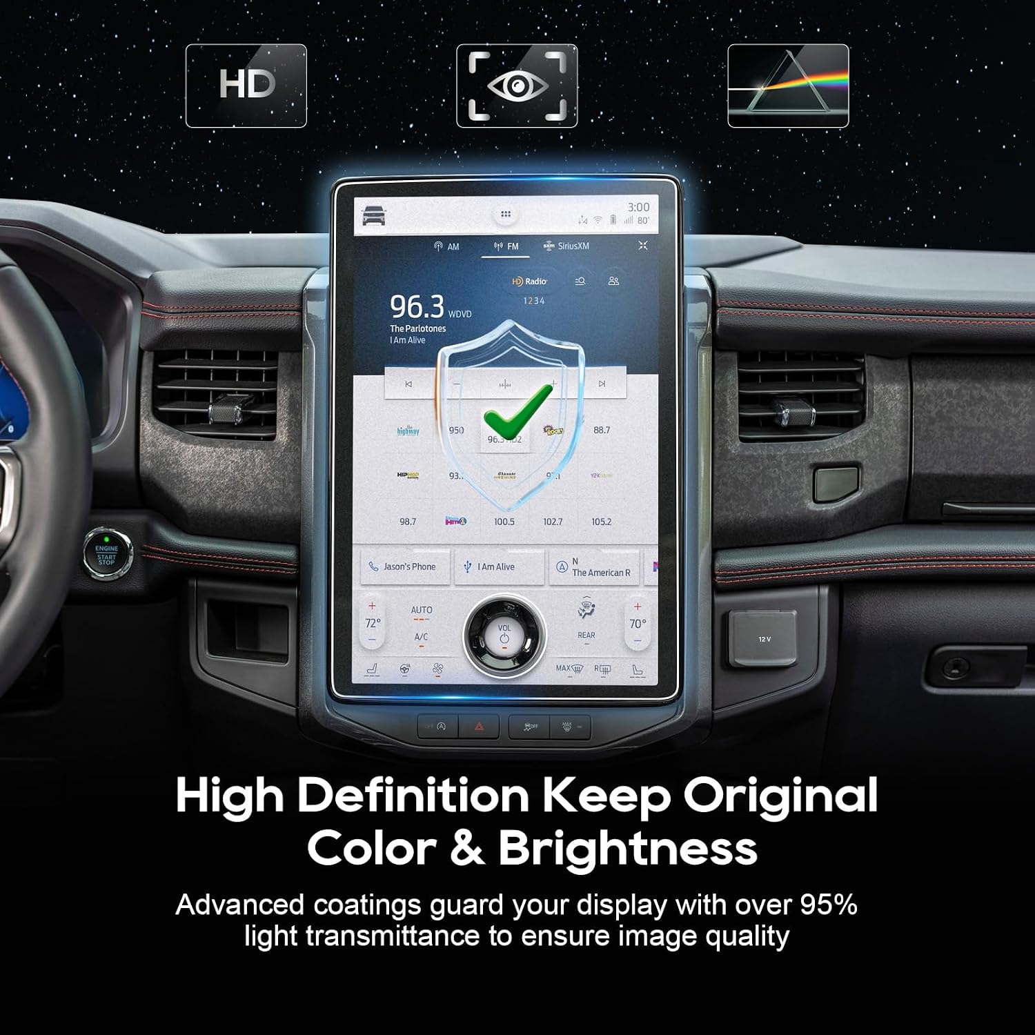 For 2024 Ford Expedition Screen Protector -2022-2024 Expedition (King Ranch/Platinum/Limited/Timberline) 15.5 Inch Touchscreen [Matte Glass] 2022-2024 Expedition Accessories Anti-Glare Matte 9H Glass