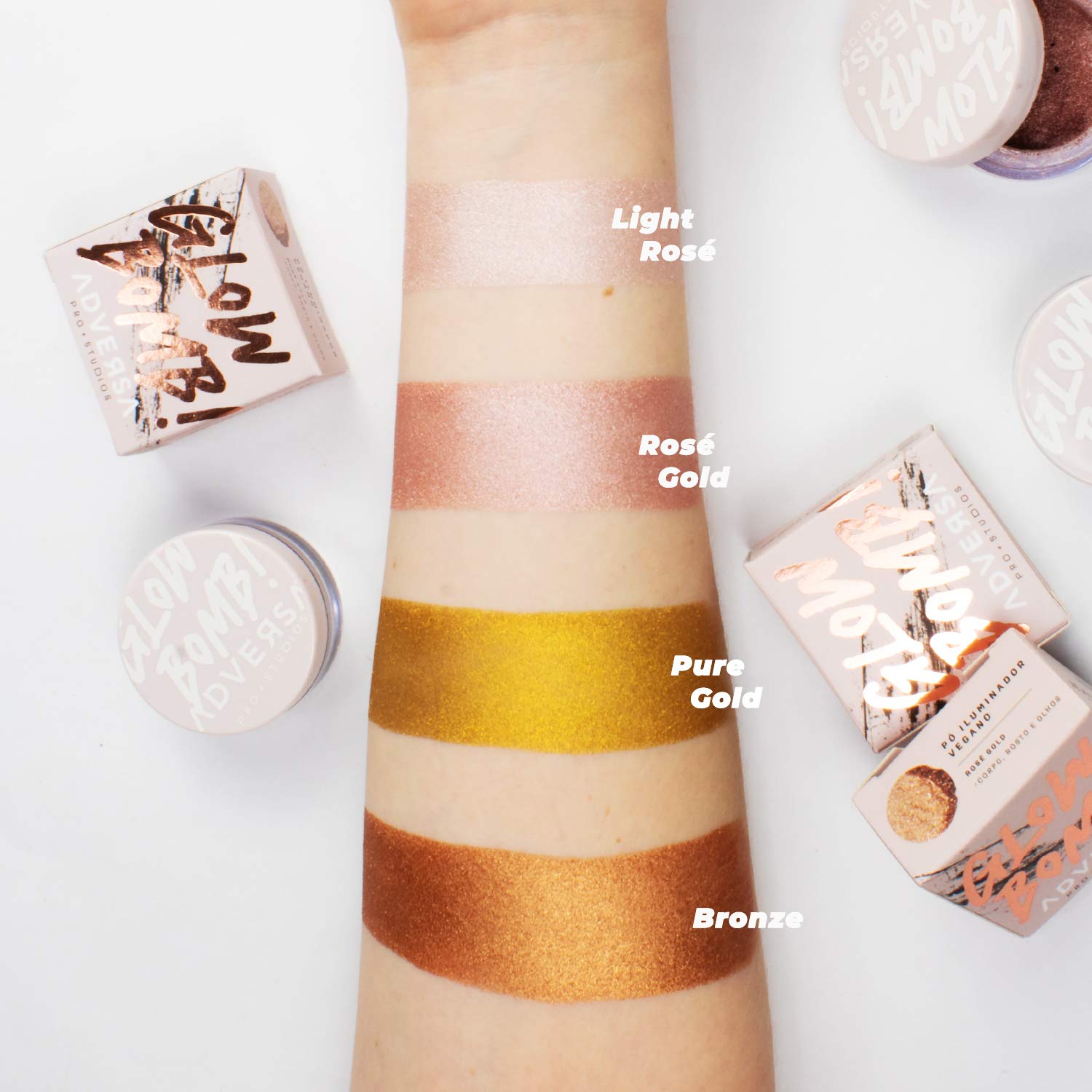 ADVERSA - Highlighter Makeup - GLOW BOMB Collection - Illuminating Powder, VEGAN Face Makeup, Powder Makeup, Beauty & Personal Care - Cruelty Free, Gluten & Paraben Free - Color Light Rose 3