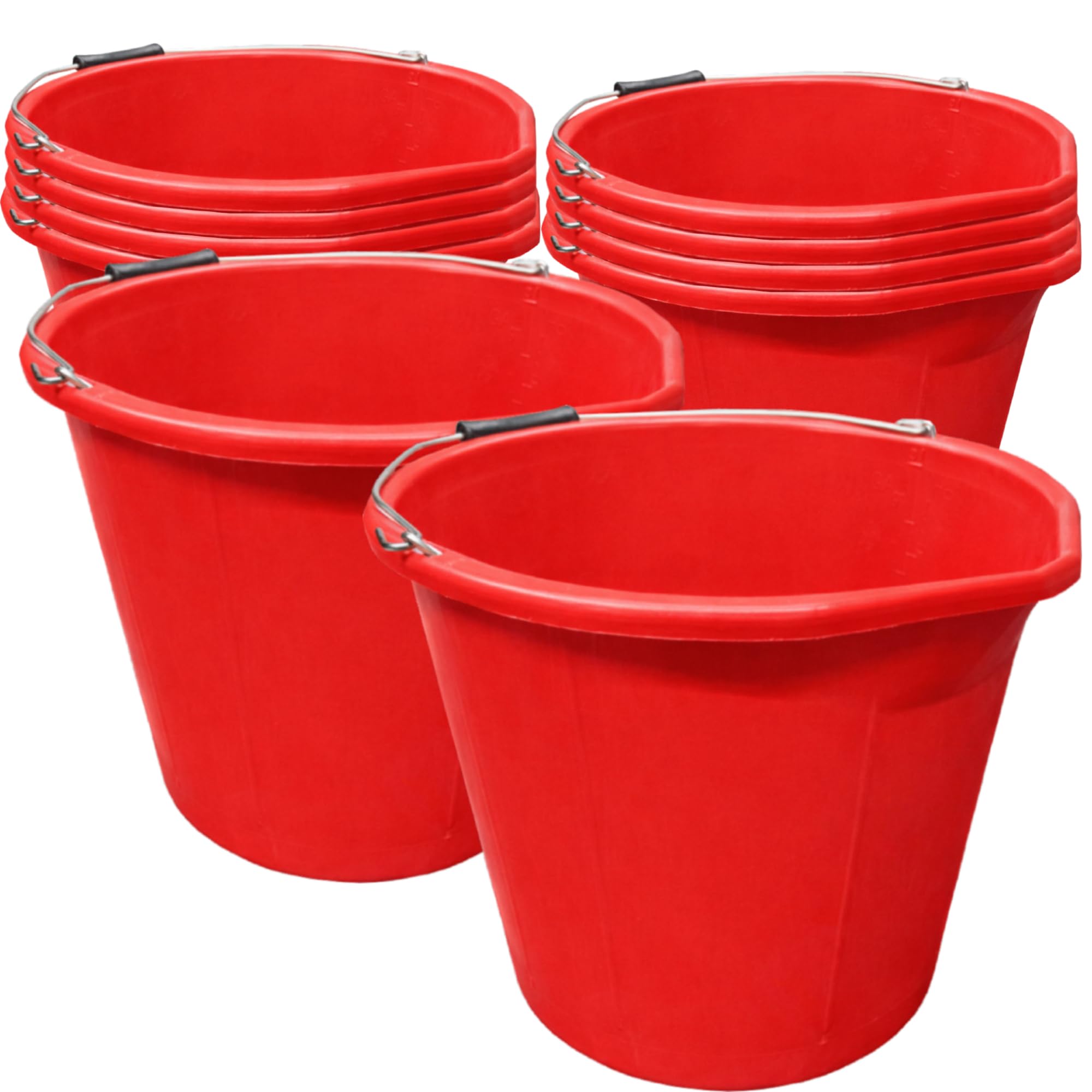 Ketoplastics Red 10X Heavy Duty Plastic Builders Buckets 3 Gallon 14 Litre Water Mixing Storage Strong With Handle And Spout Ideal Made In Uk Colour Coded Bucket