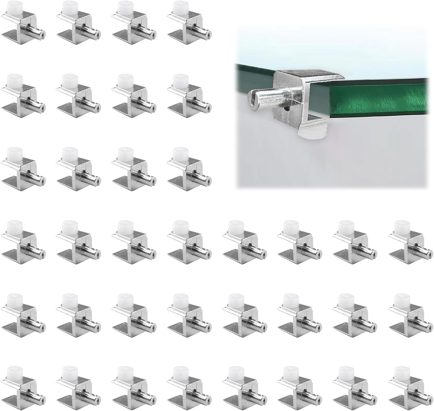 Adjustable Glass Shelf Bracket, 40Pcs Frameless Glass Clamp with Pin Wall Mounted Clips for 3-8mm Glass Cabinet