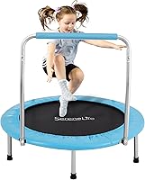 SereneLife 36" Foldable Mini Trampoline for Kids - Safe Springless Rebounder with Handlebar, 220lbs Capacity for Indoor Outdoor Fun Fitness