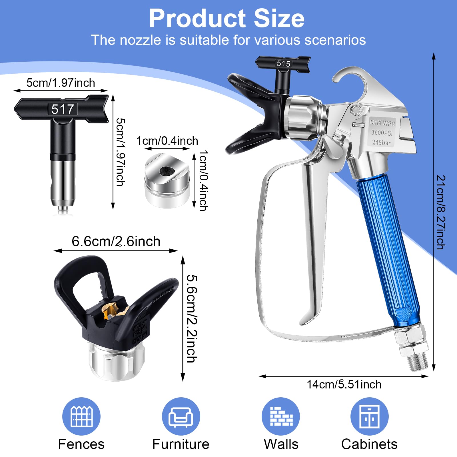Gyfent Airless Paint Sprayer Gun Kit - 14 Pc -6 Gyfent Airless Paint Sprayer Gun Kit - 14 Pc -6