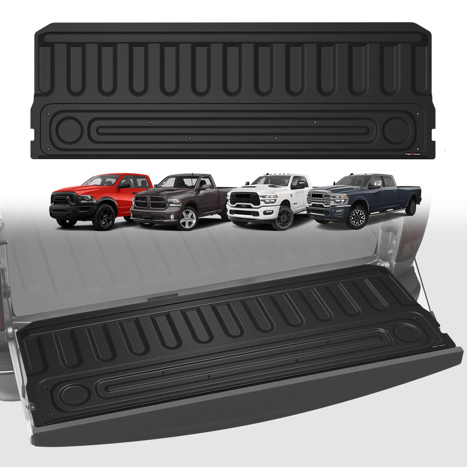 Photo 1 of *** SIZE MAY DIFFER FROM STOCK *** TripleAliners Truck Mat Compatible with 2009-2018 Ram 1500 & 2009-2026 Ram 2500/3500 & 2019-2024 1500 Classic Standard Tailgate Accessories, Tailgate Mat Custom Fit All Weather Protection Pickup Liner