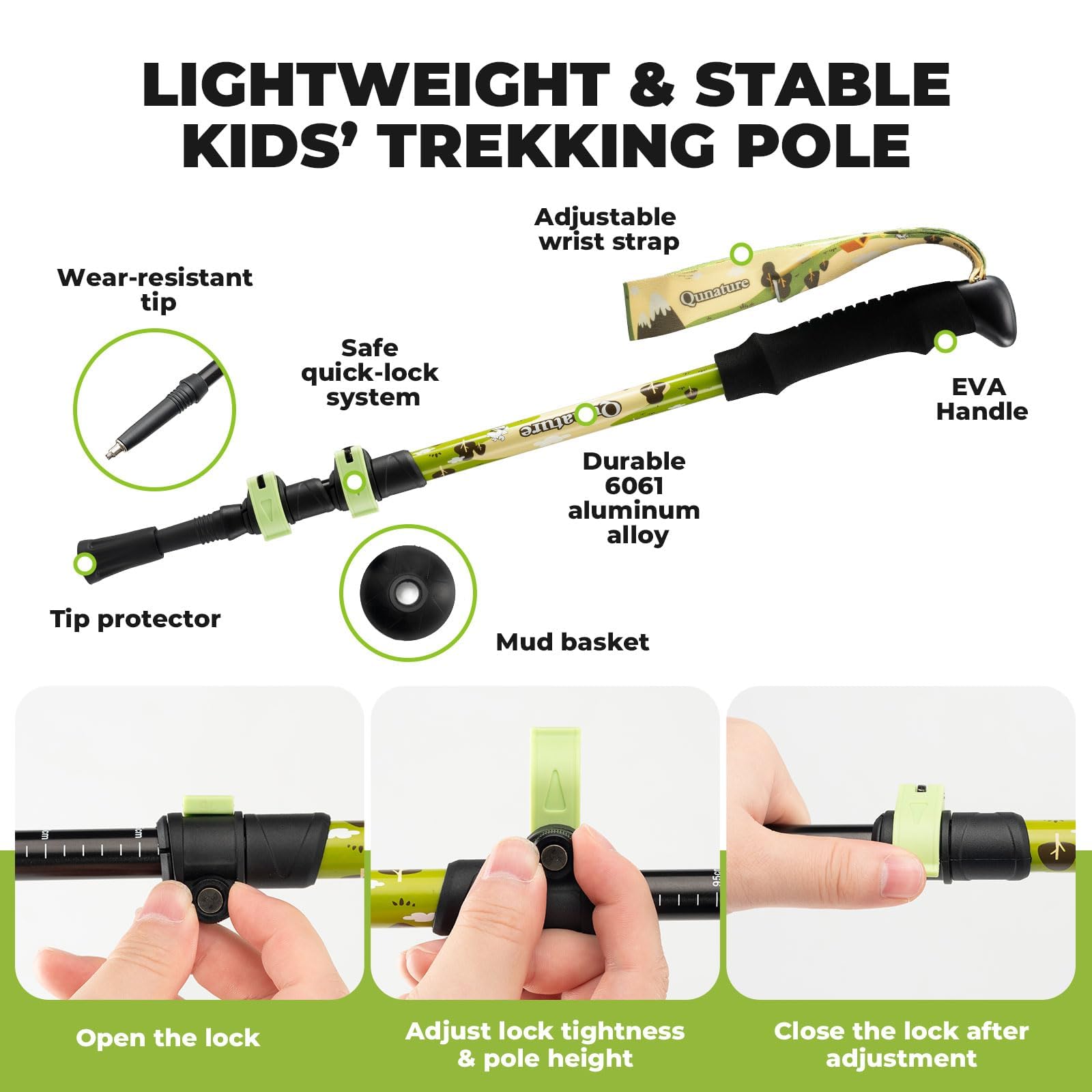 Bastoni da Trekking per Bambini Bastoncini da Trekking Pieghevoli Regolabile 51-100cm in Alluminio con Manico in Eva, Bastoncini Telescopici Leggero per Montagna Escursioni
