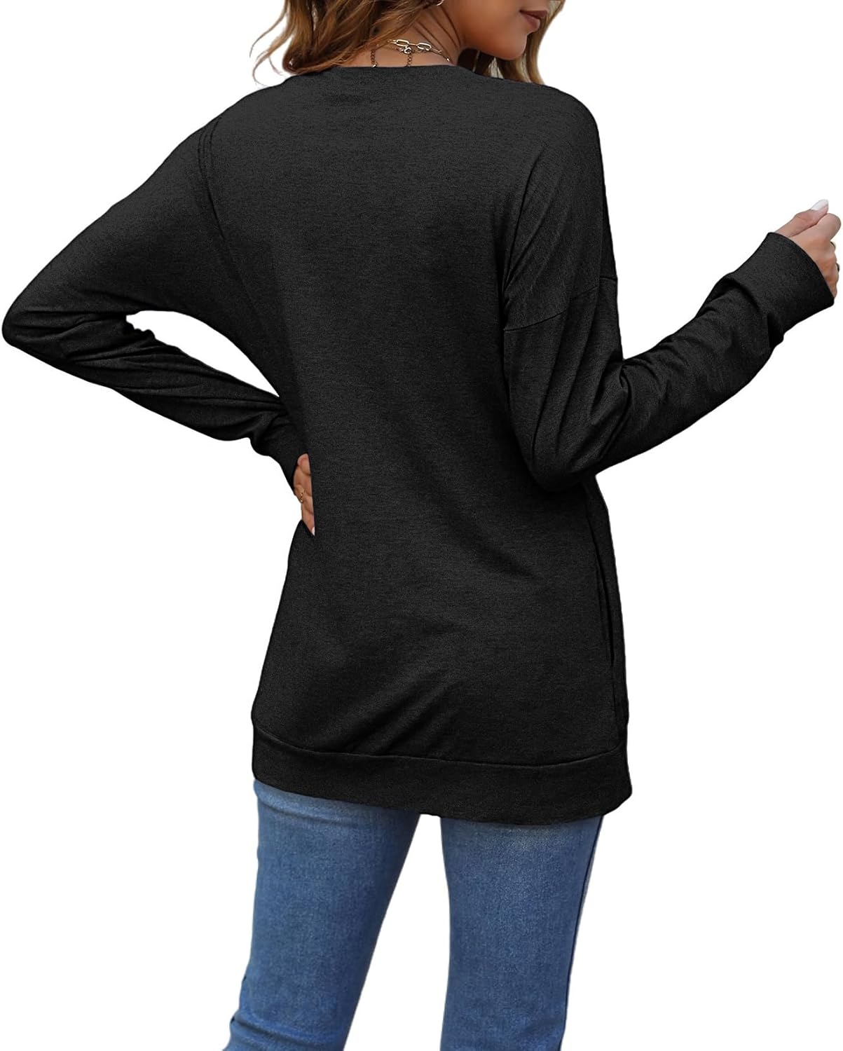 Long Sleeve Shirts for Women Casual Crewneck Sweatshirt 2025 Trendy Loose Basic Tunic Tops - Image 2